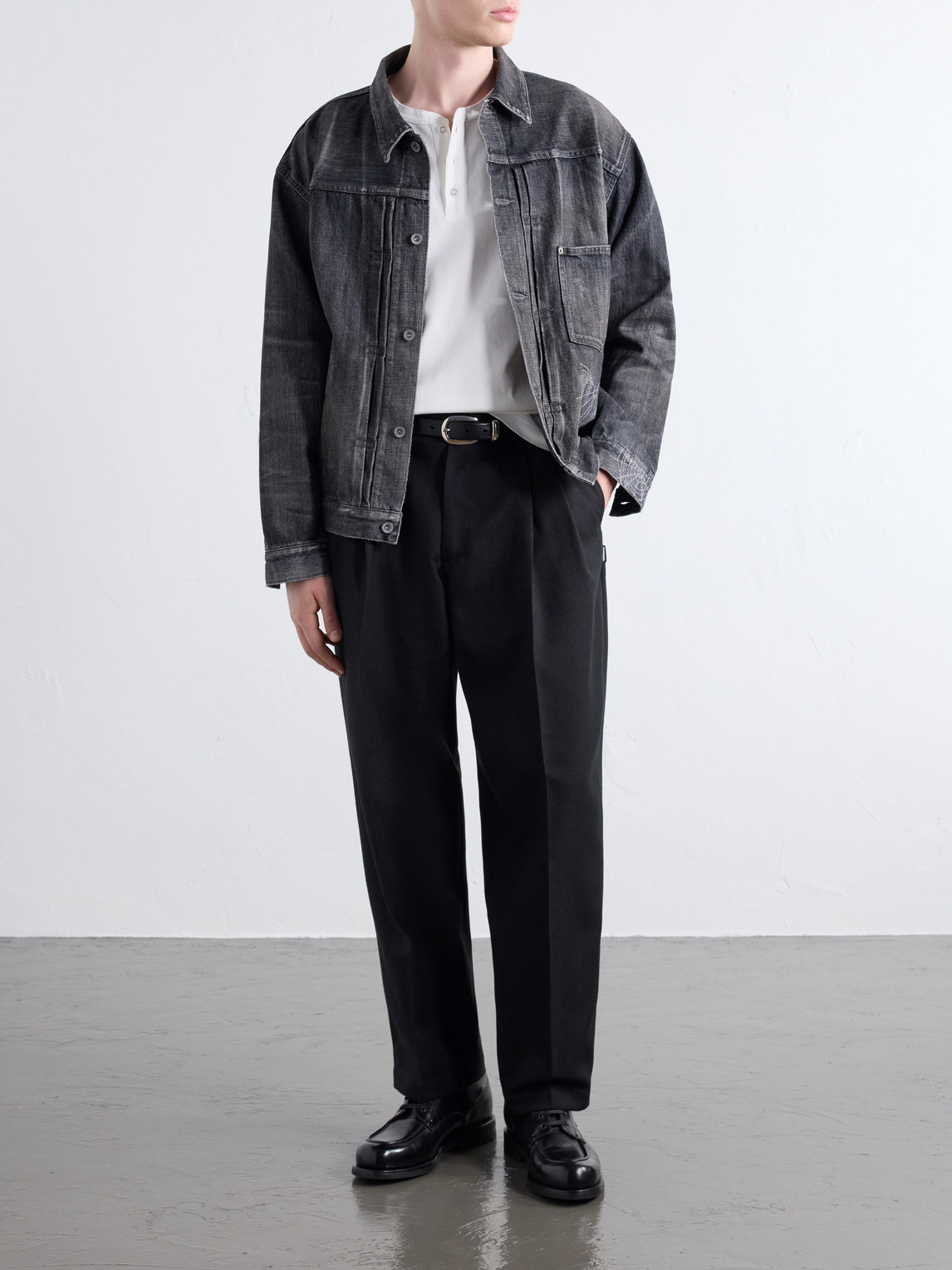 Tapered Pleated Twill Trousers