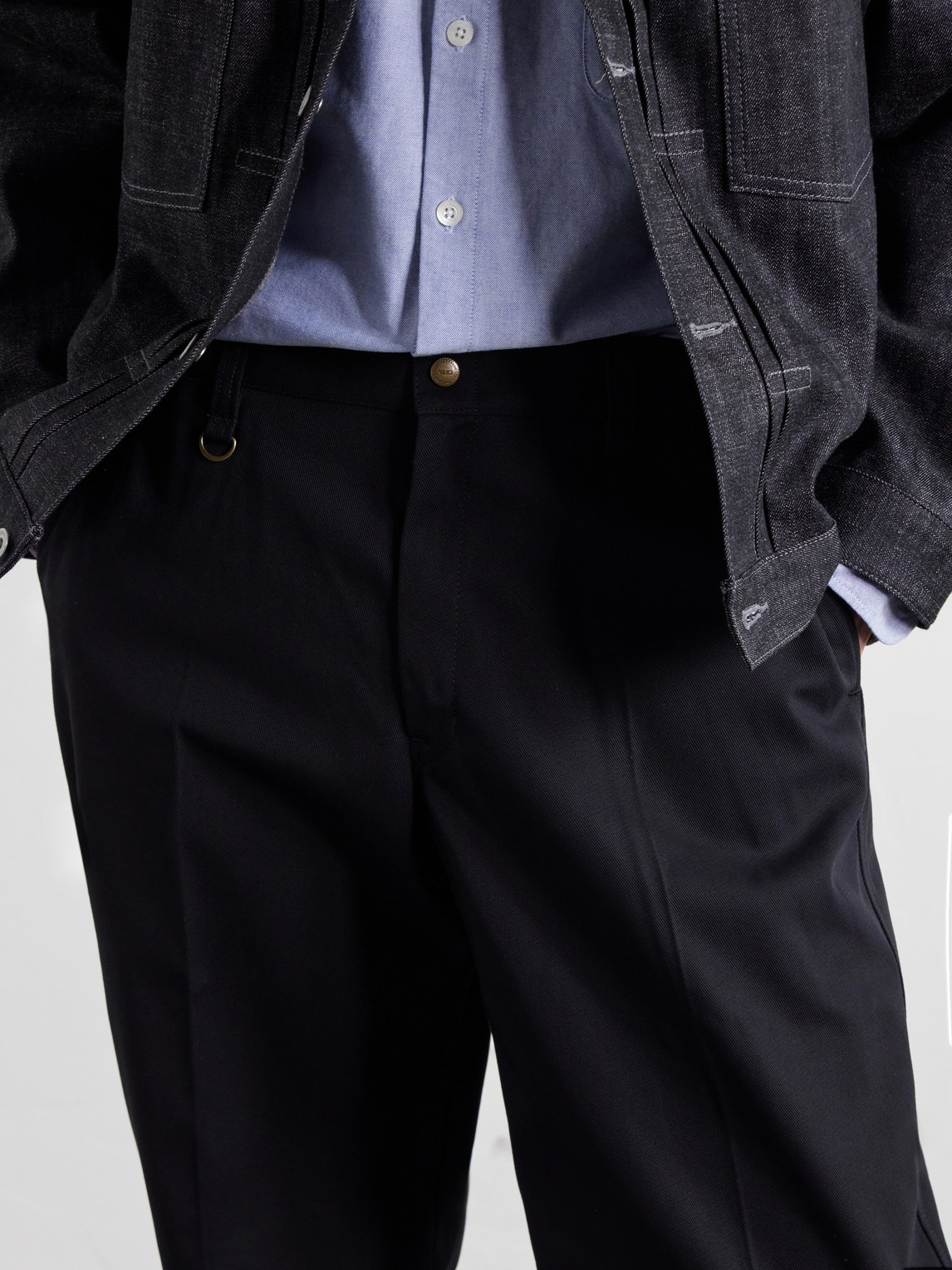 Wide-Leg Twill Trousers