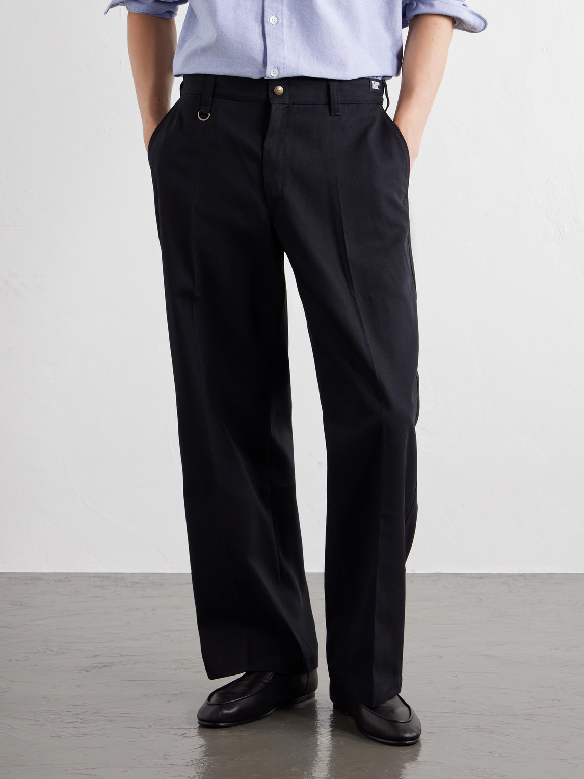 Wide-Leg Twill Trousers
