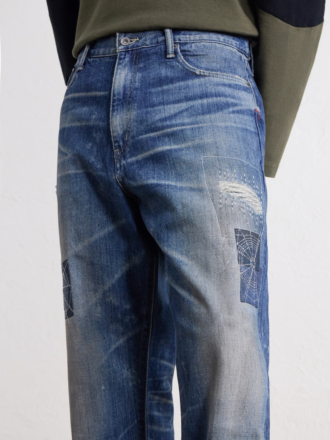 Savage Straight-Leg Distressed Embroidered Jeans