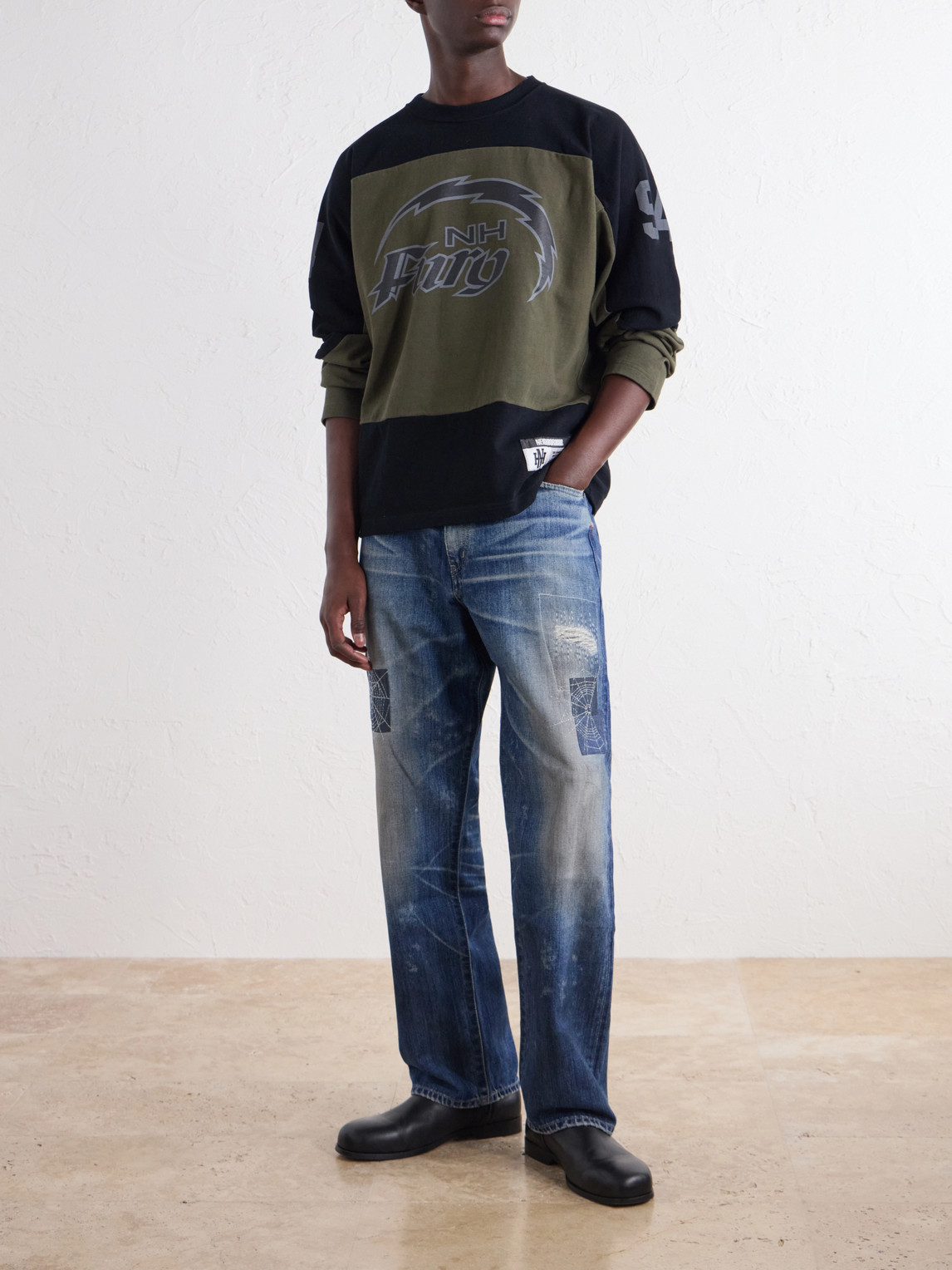 Hockey Logo-Appliqué Panelled Cotton-Jersey T-Shirt