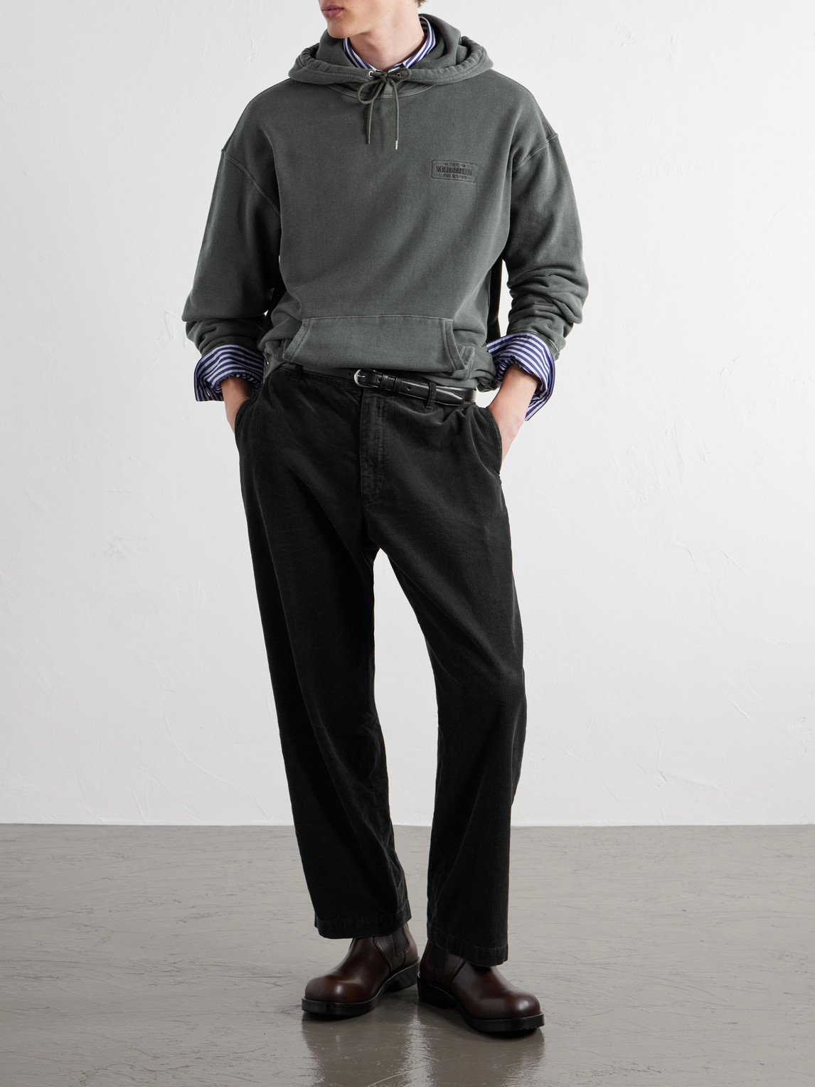 Logo-Embroidered Garment-Dyed Cotton-Jersey Hoodie