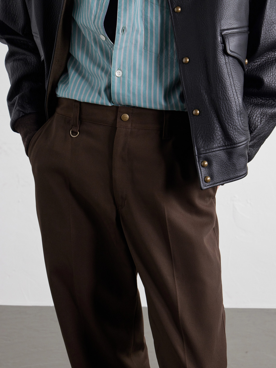 Wide-Leg Twill Trousers