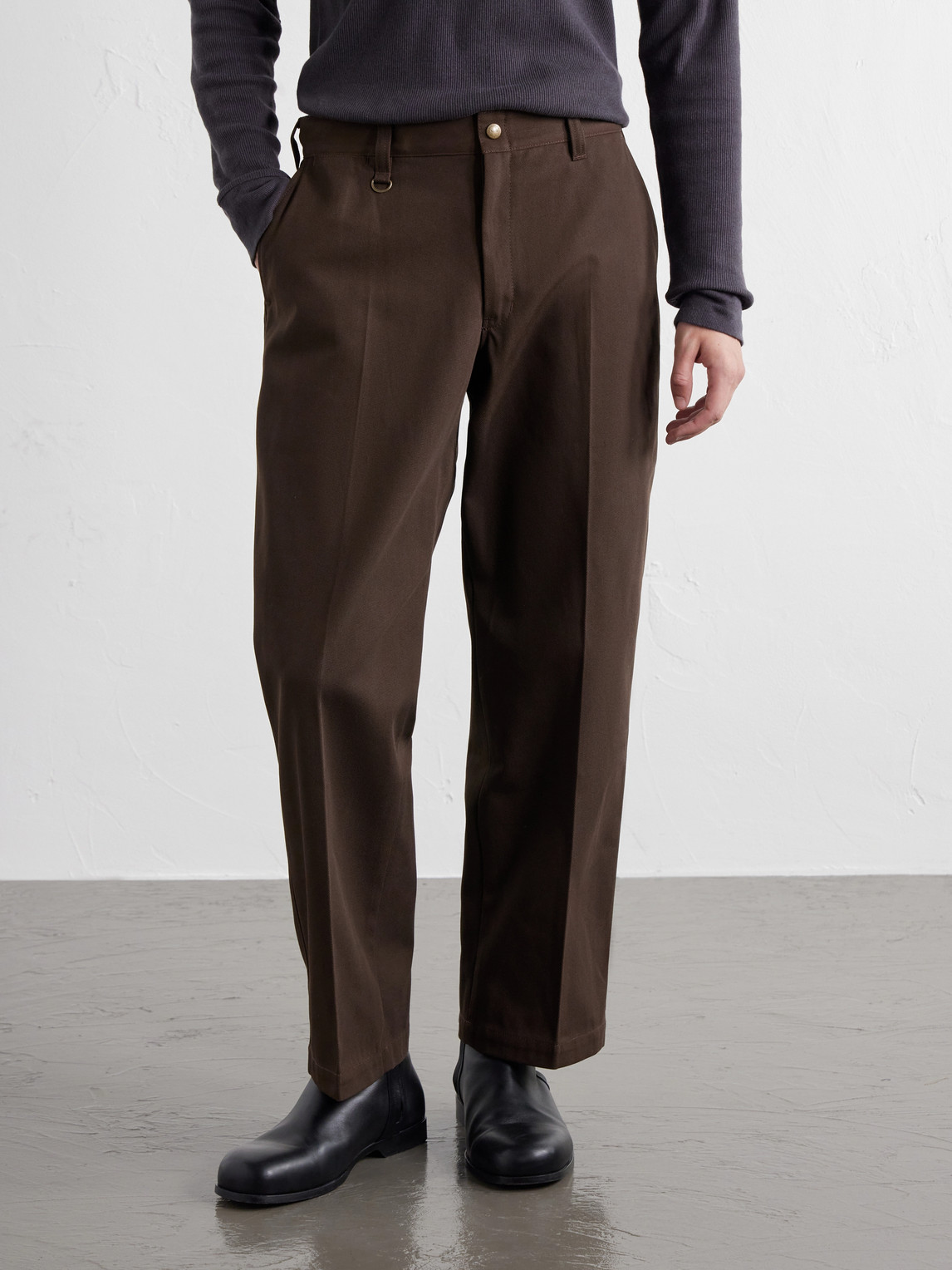 Wide-Leg Twill Trousers