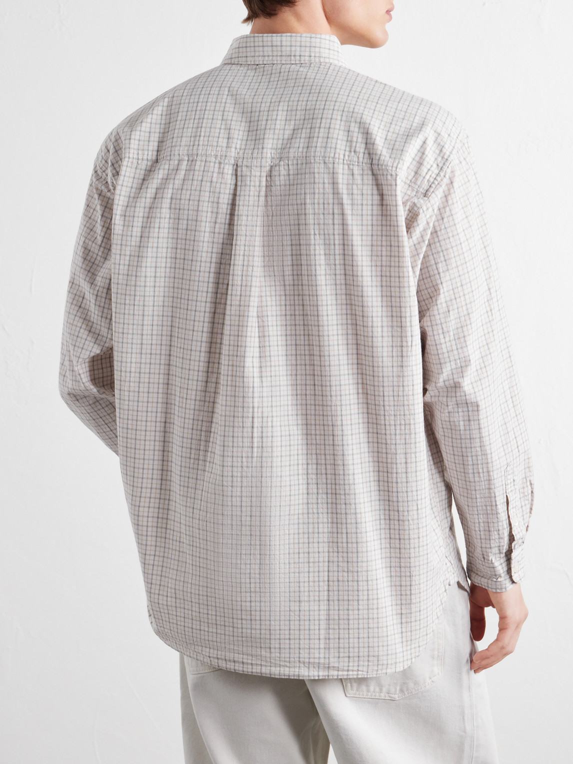 Logo-Embroidered Checked Cotton-Poplin Shirt