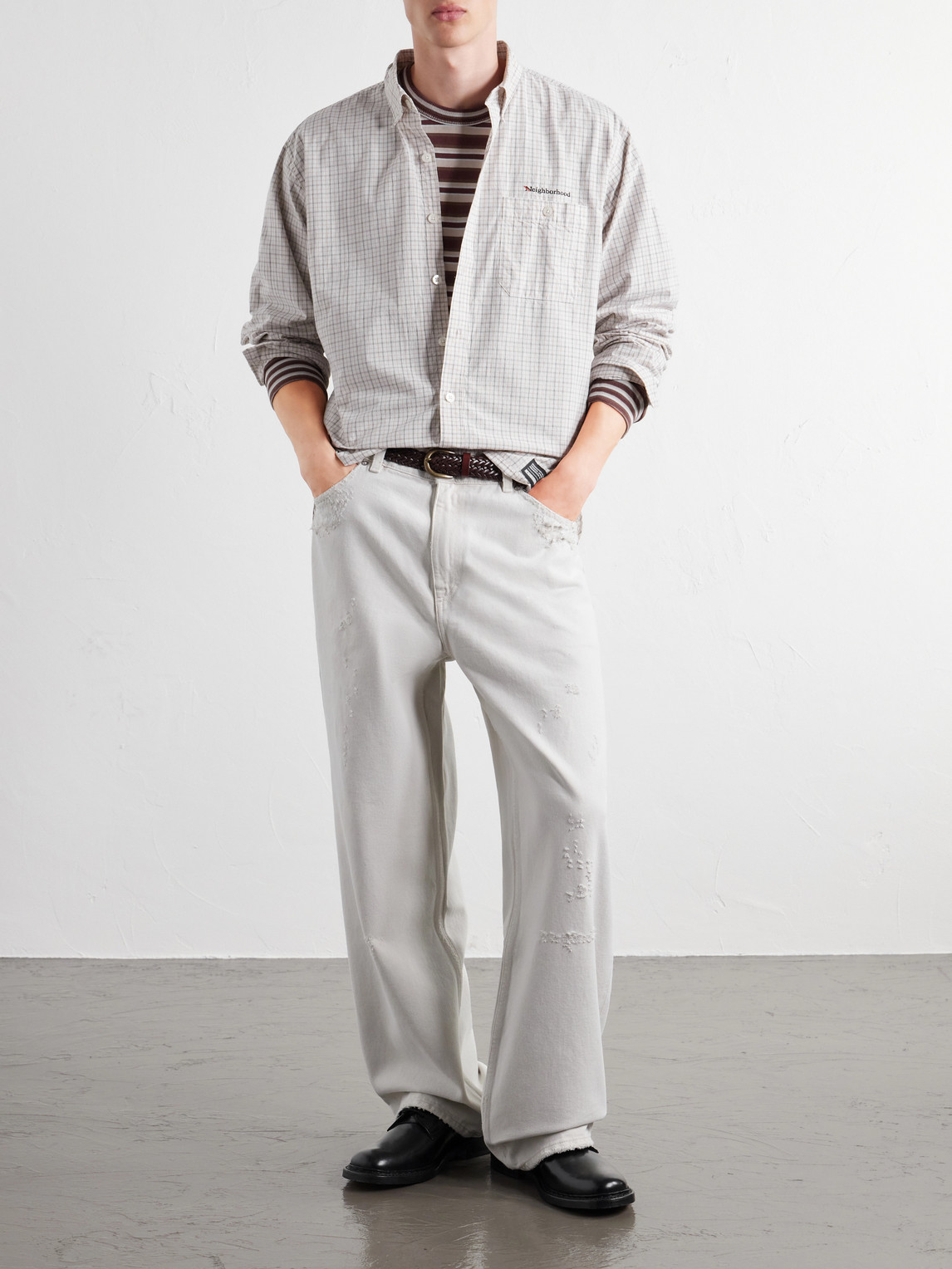 Logo-Embroidered Checked Cotton-Poplin Shirt