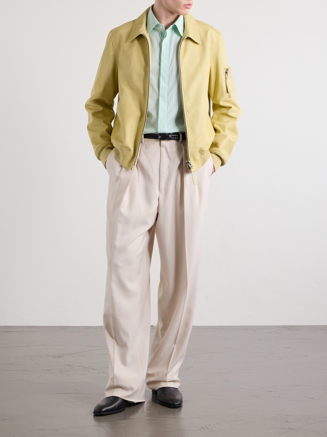 Straight-Leg Pleated Wool, Cashmere And Silk-Blend Trousers