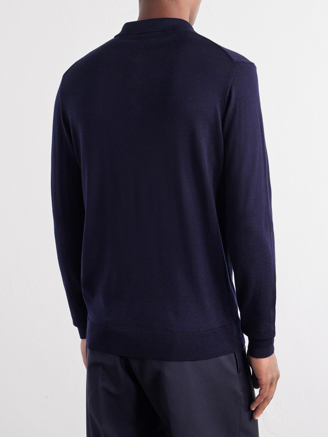 Merino-Wool And Silk-Blend Polo Sweater