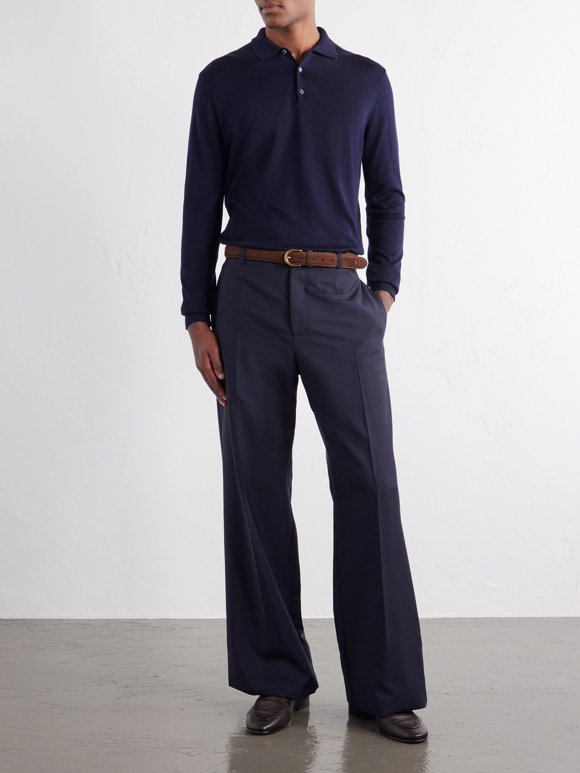 Merino-Wool And Silk-Blend Polo Sweater