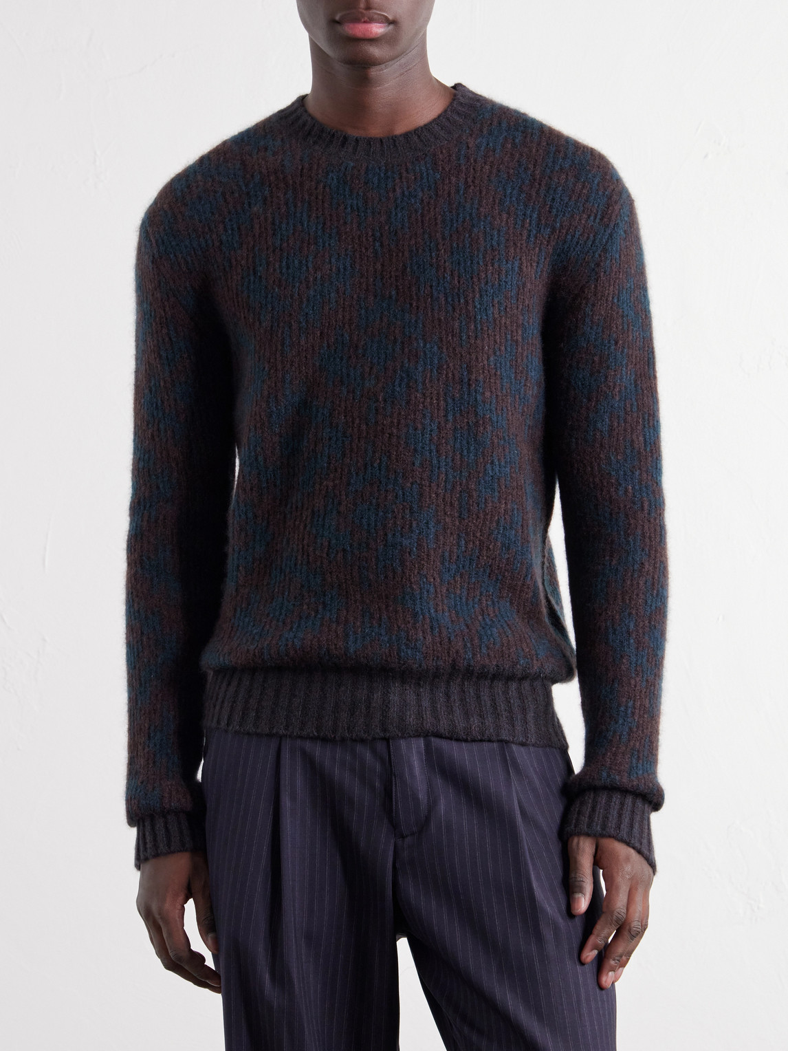 Intarsia-Knit Cashmere-Blend Sweater