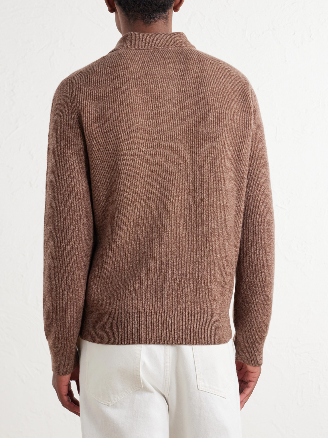 Ribbed Cashmere Polo Shirt
