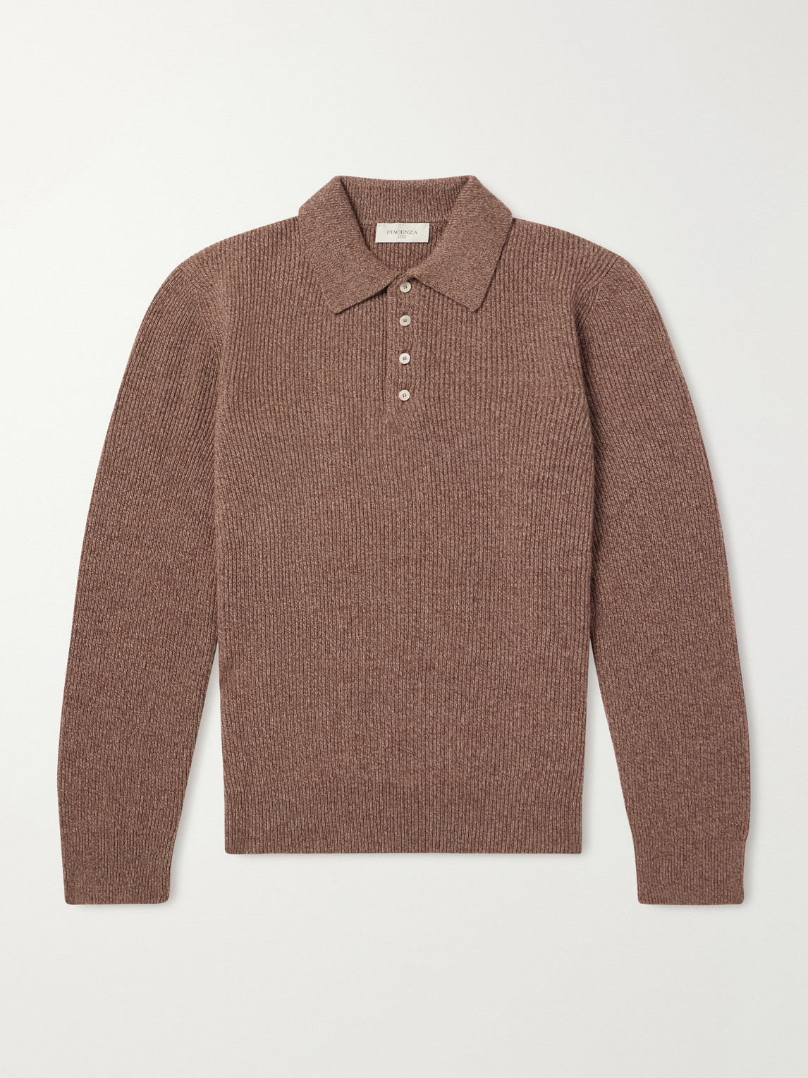 Ribbed Cashmere Polo Shirt
