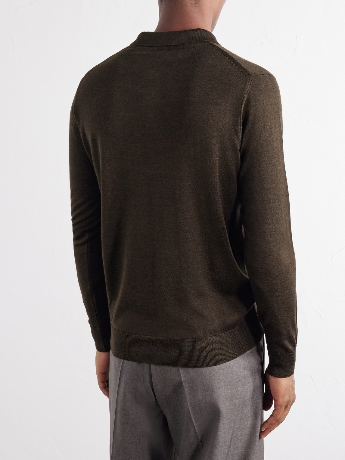 Merino-Wool And Silk-Blend Polo Sweater