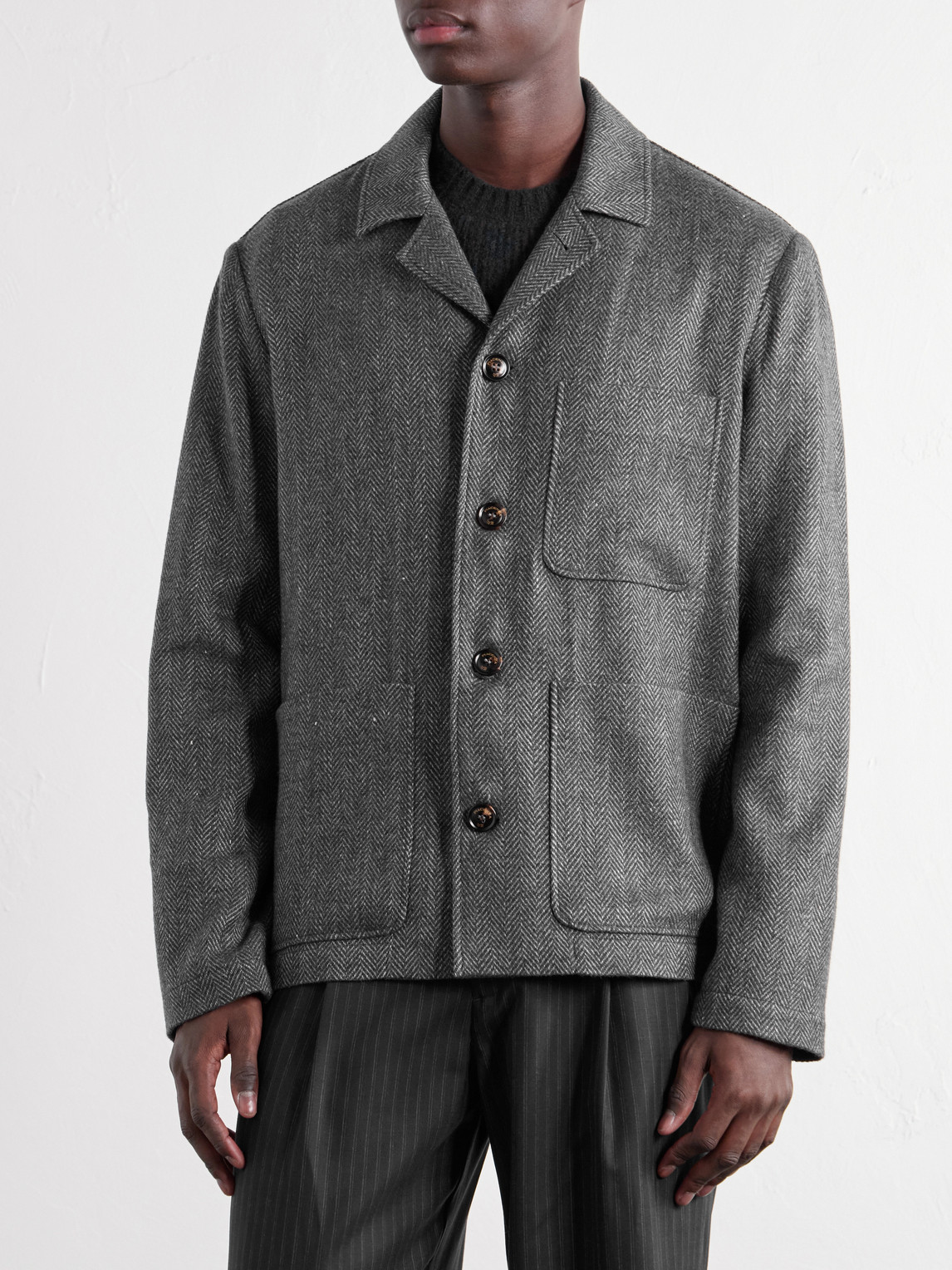 Herringbone Virgin Wool, Silk And Cashmere-Blend Twill Chore Jacket
