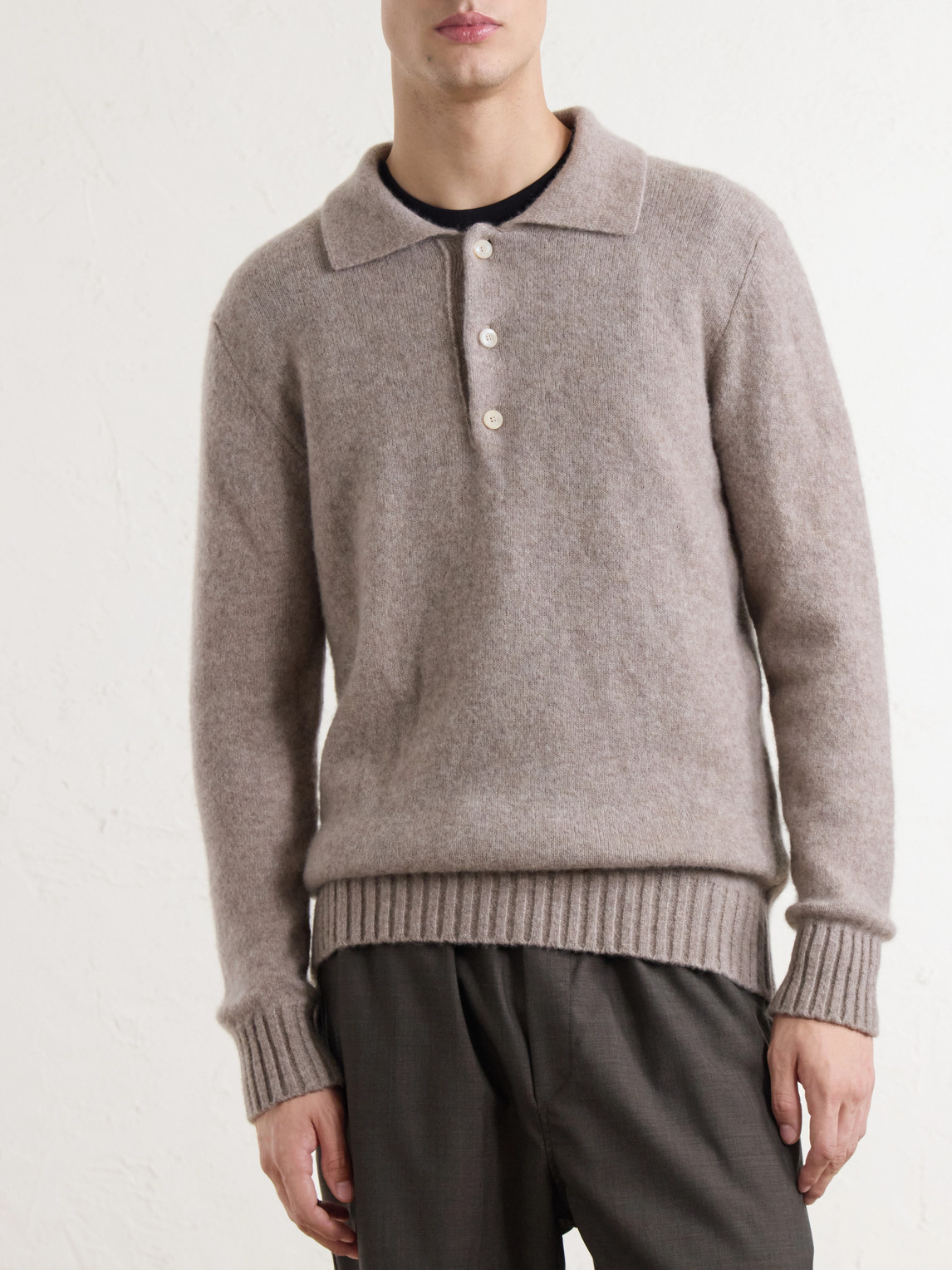 PIACENZA 1733 Cashmere and Silk-Blend Polo Sweater - Men | Thumbnail 3