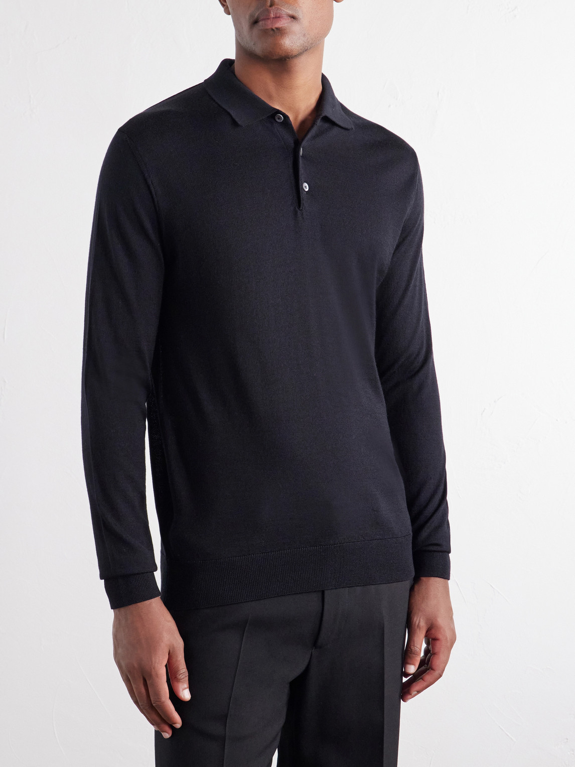 Wool And Silk-Blend Polo Sweater