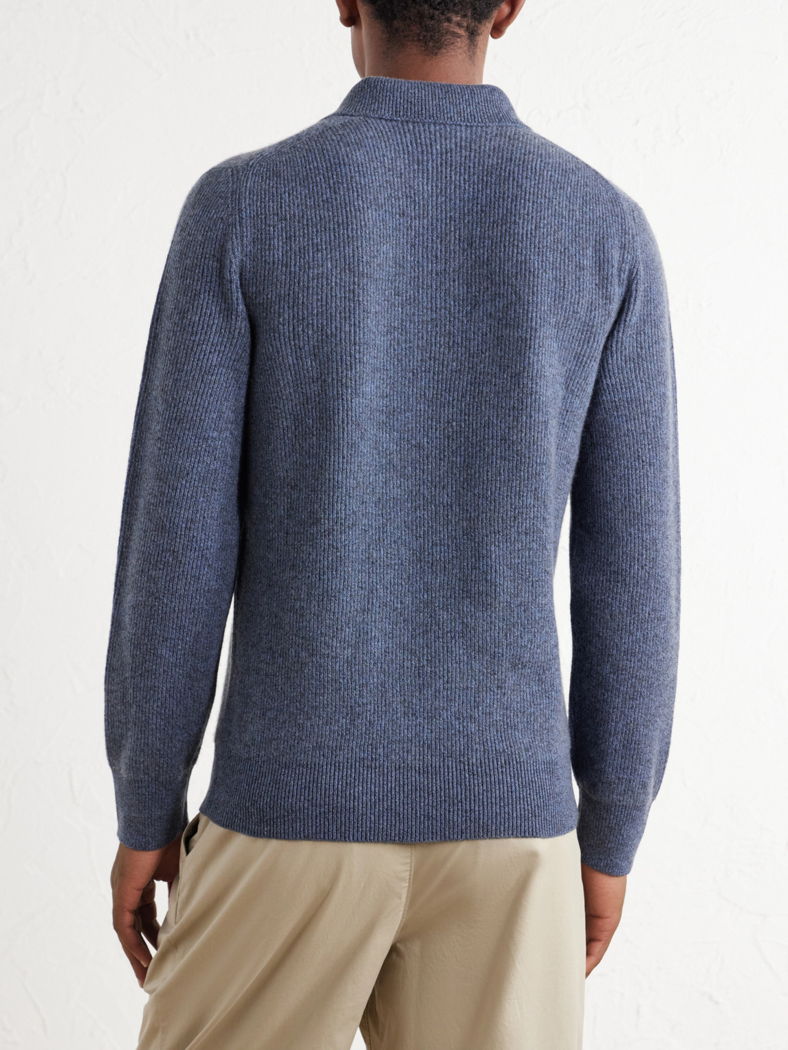 Ribbed Cashmere Polo Shirt