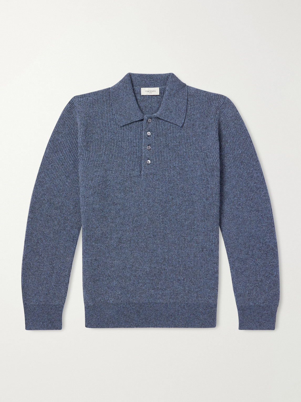 Ribbed Cashmere Polo Shirt