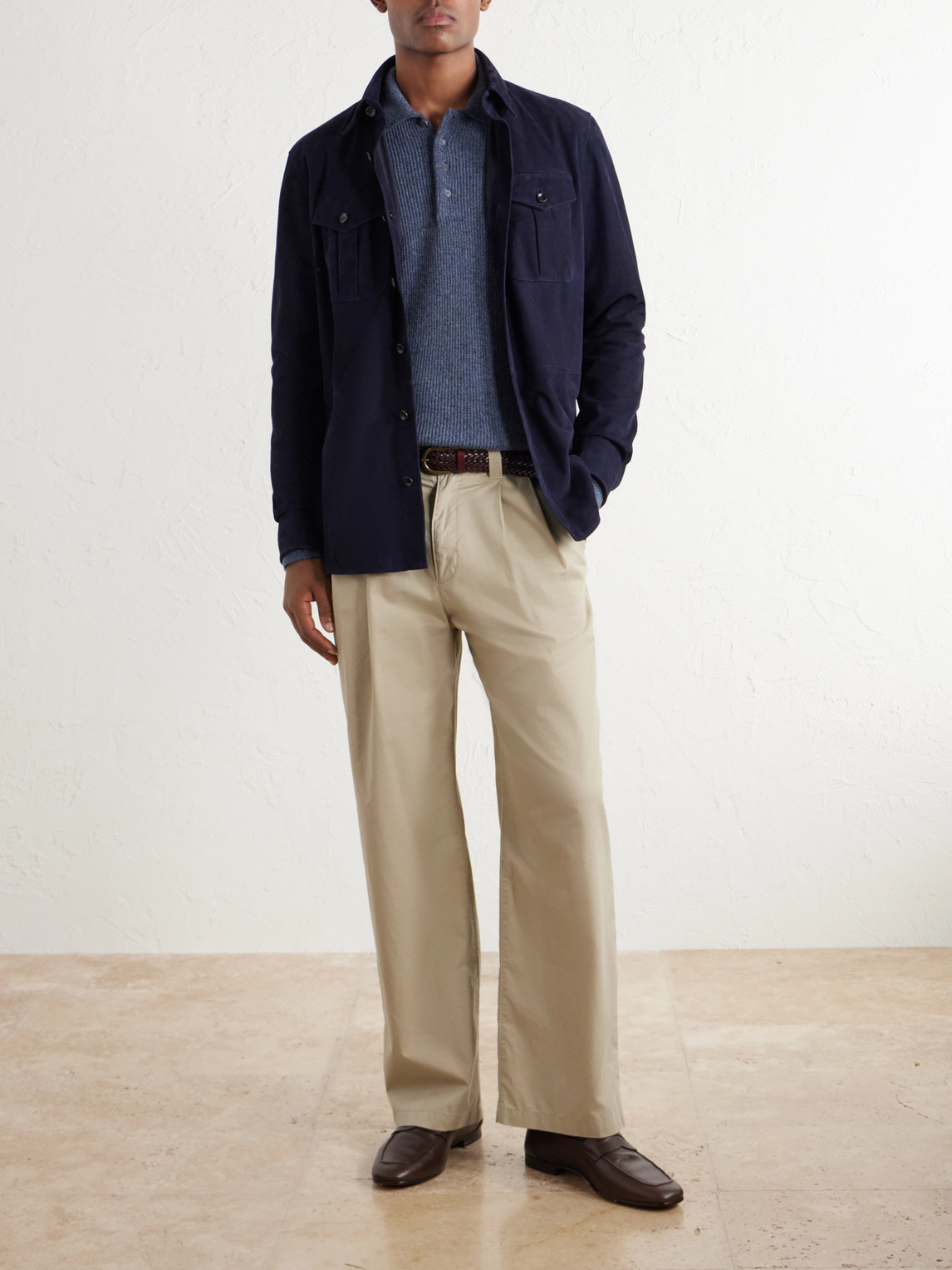 Ribbed Cashmere Polo Shirt