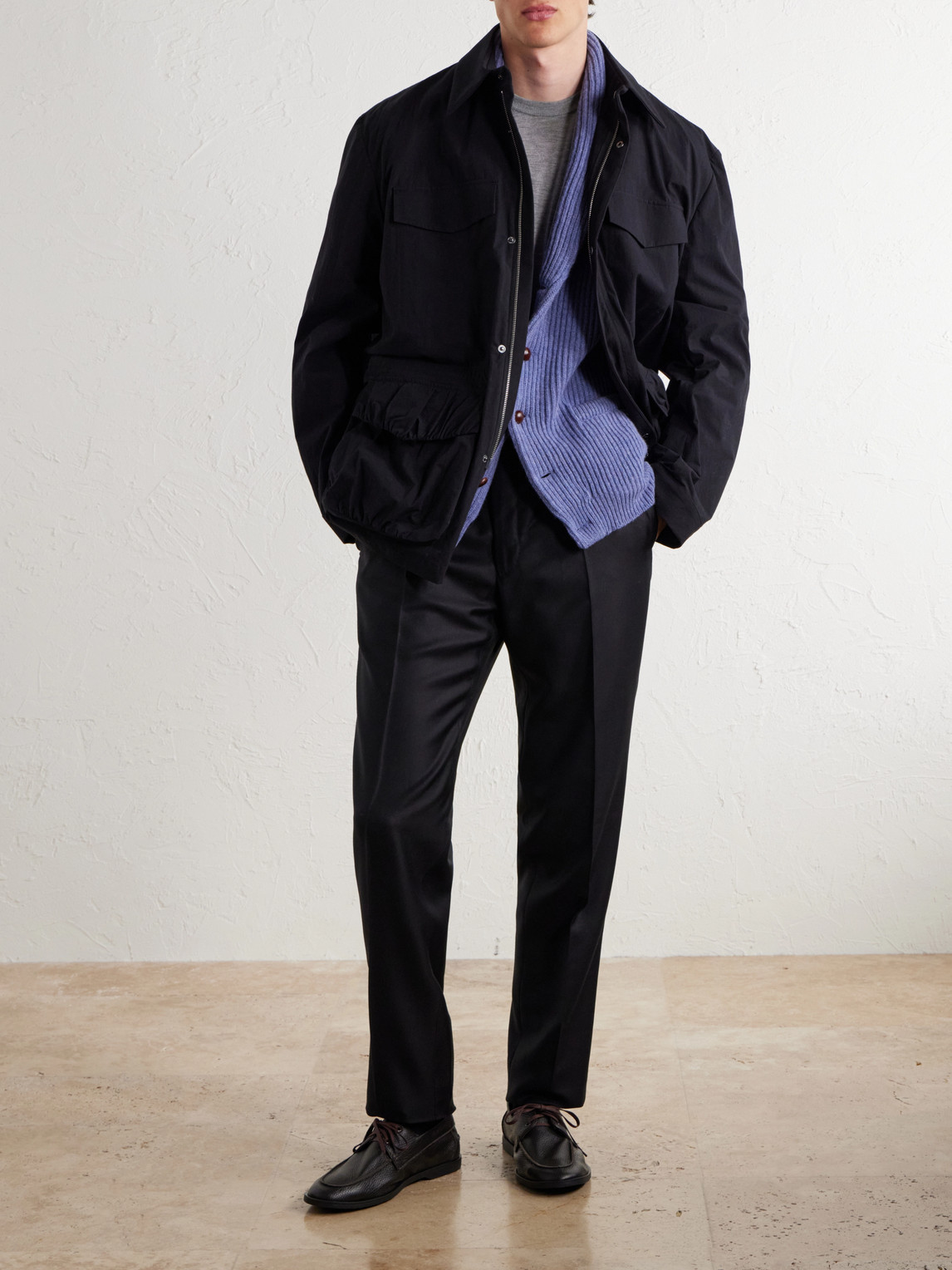 Incotex Tapered Pintucked Wool And Silk-Blend Twill Trousers