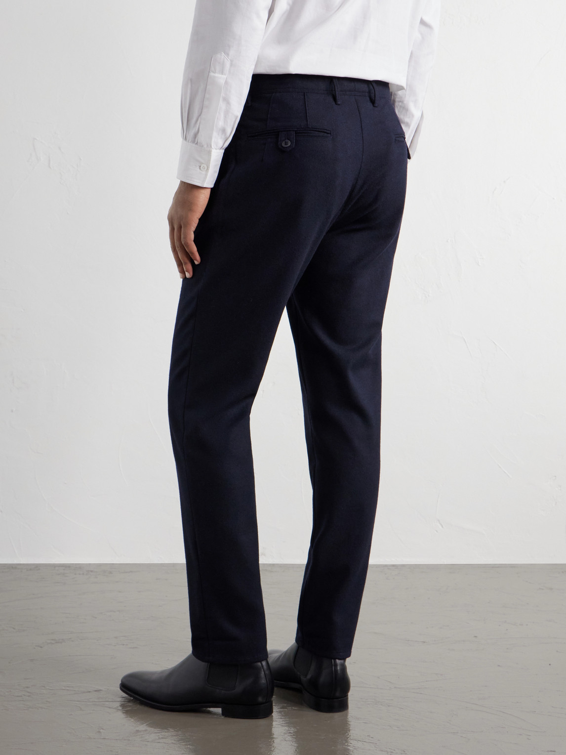 Incotex Pleated Tapered Wool-Blend Flannel Trousers