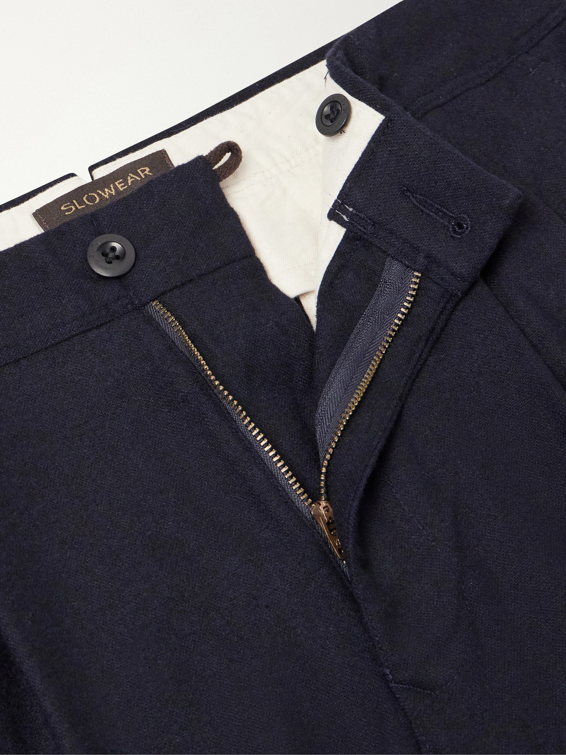 Incotex Pleated Tapered Wool-Blend Flannel Trousers