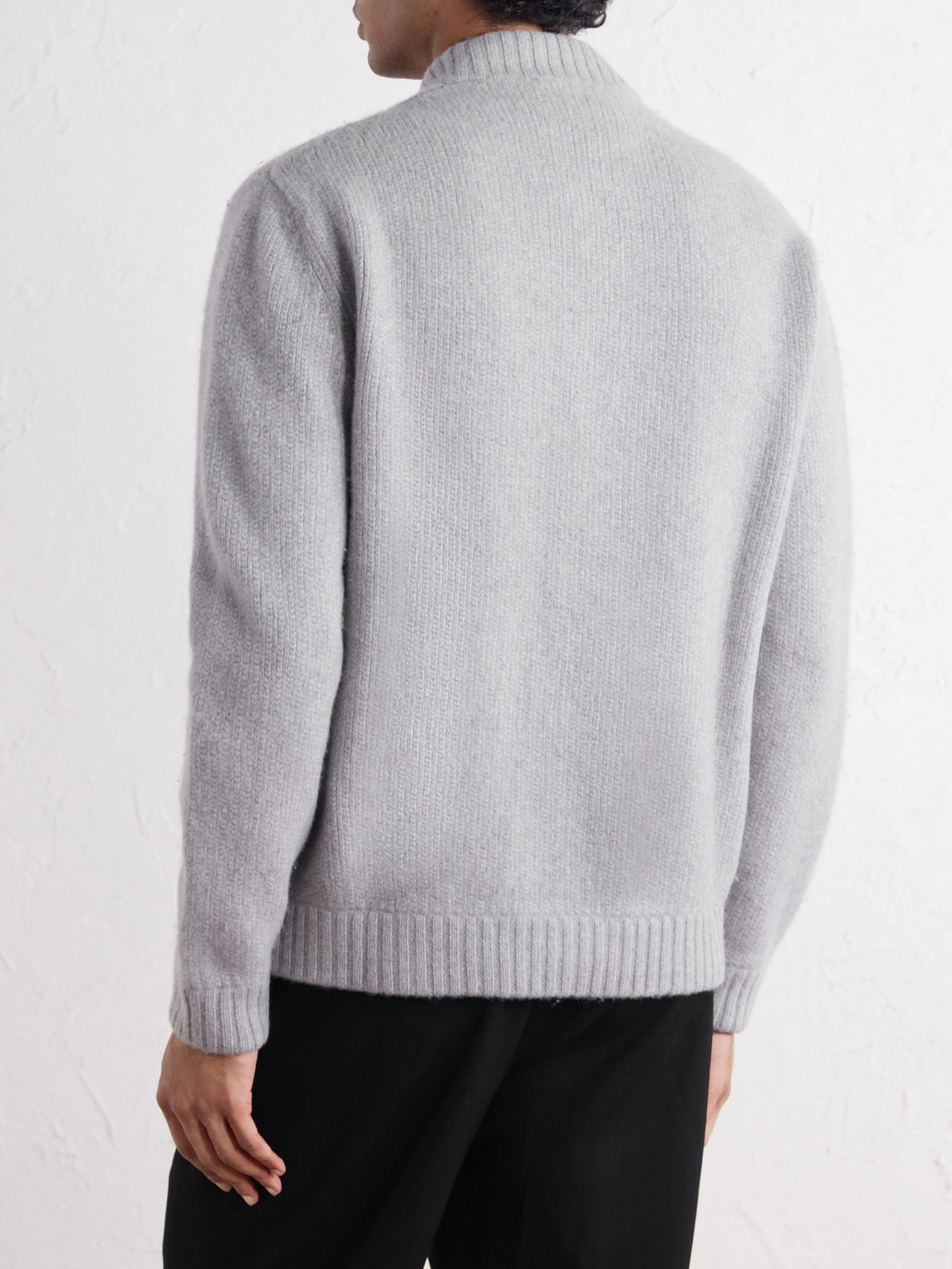 Zanone Wool And Cashmere-Blend Knitted Bomber Jacket