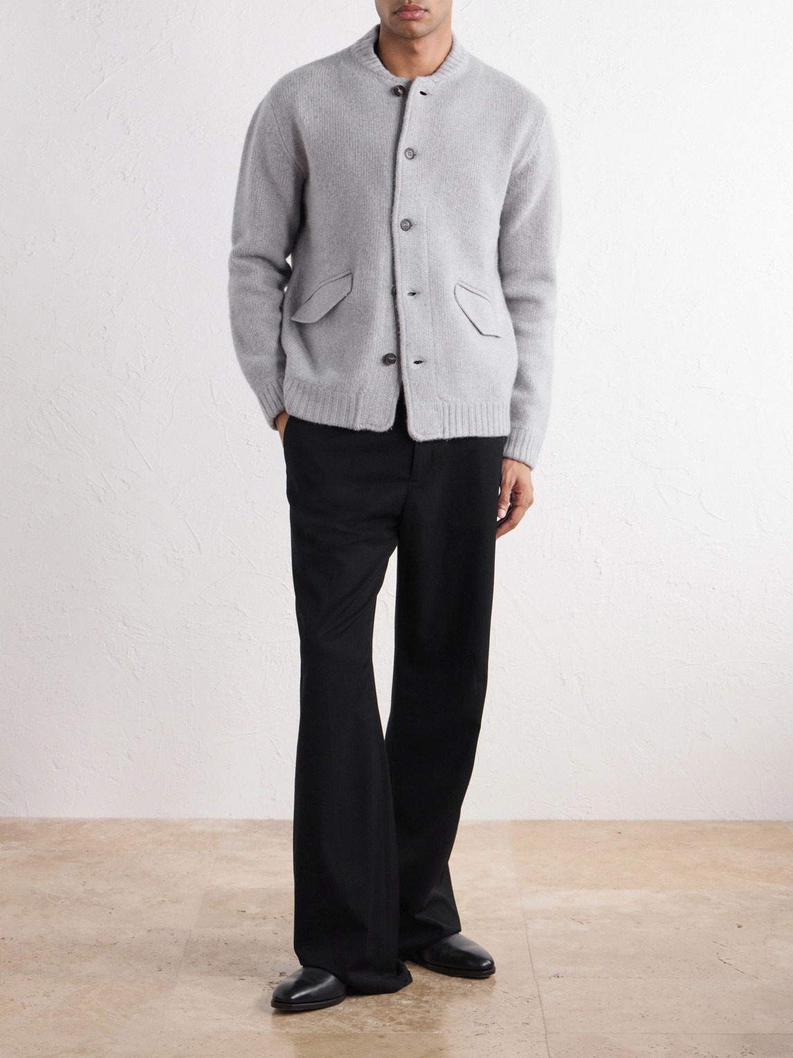 Zanone Wool And Cashmere-Blend Knitted Bomber Jacket