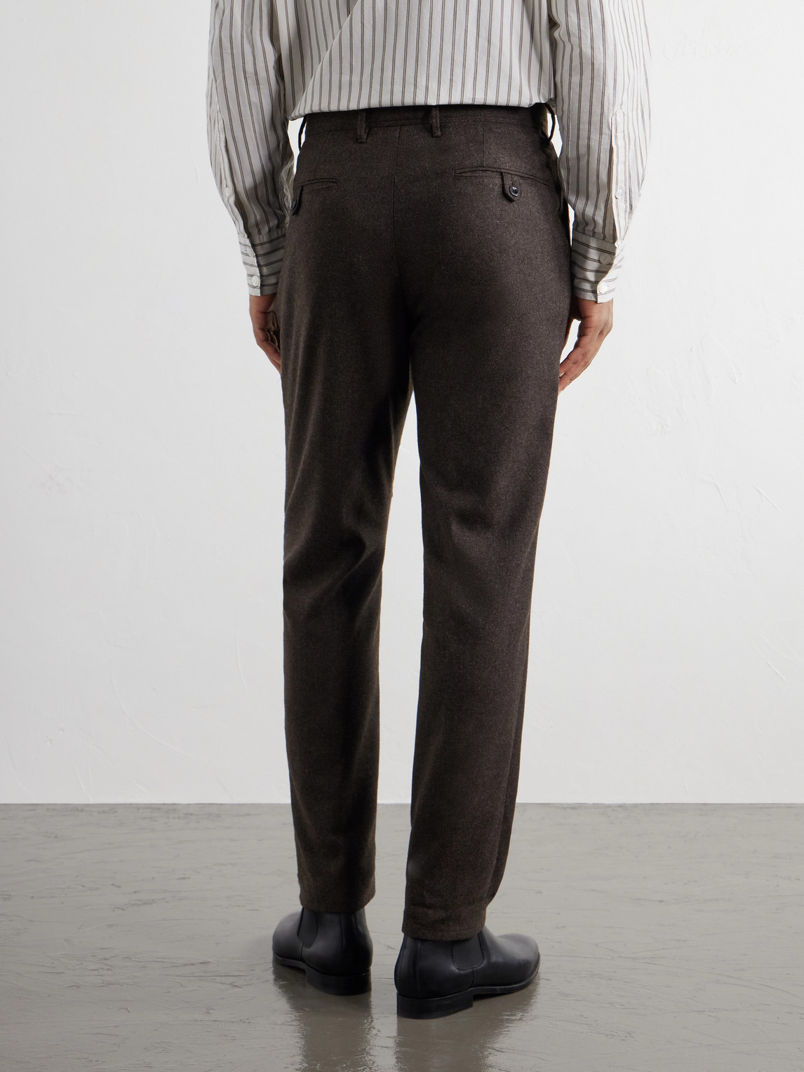 Tapered Pleated Wool-Blend Flannel Trousers