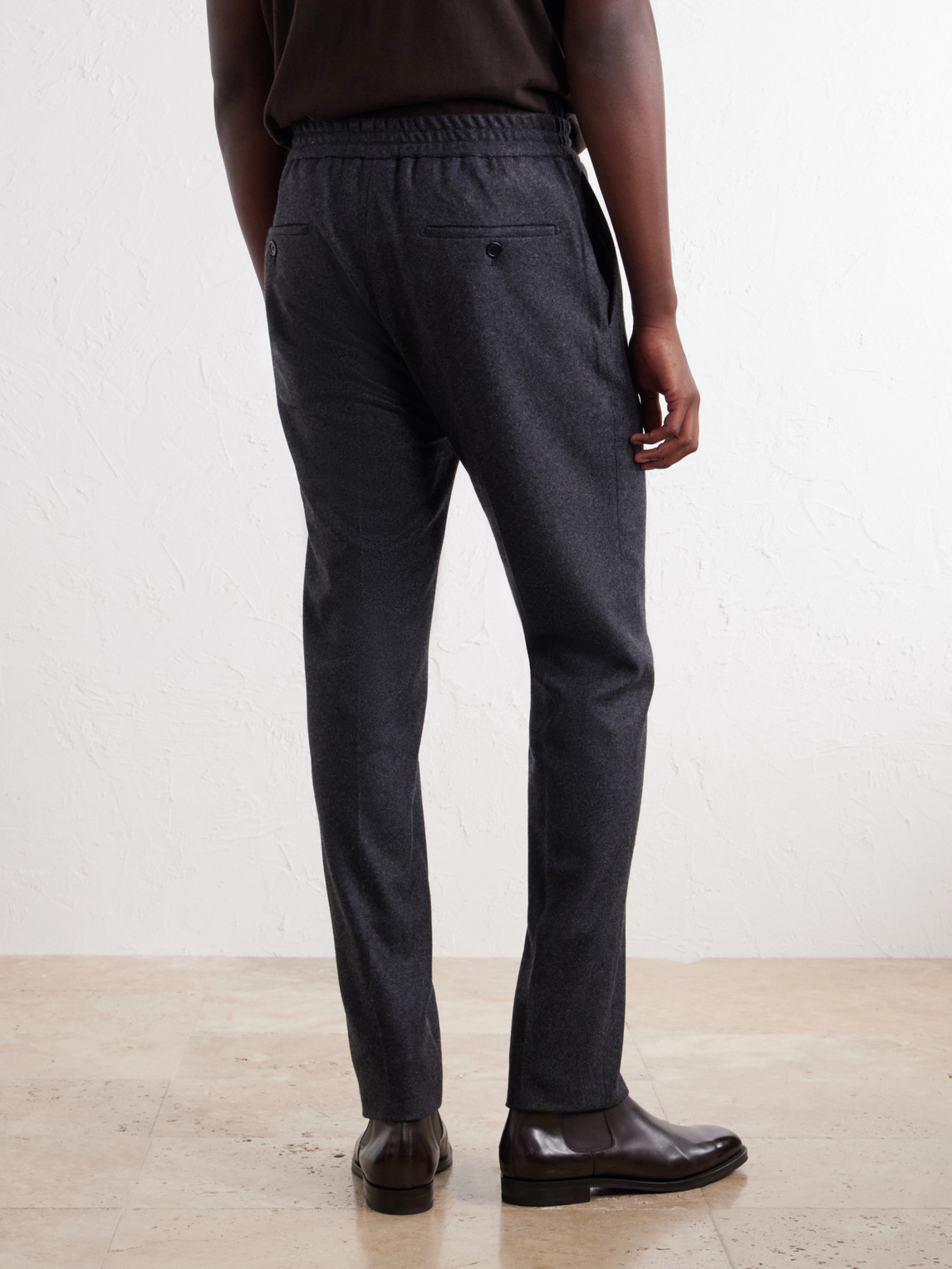 Incotex Tapered Cashmere-Flannel Drawstring Trousers
