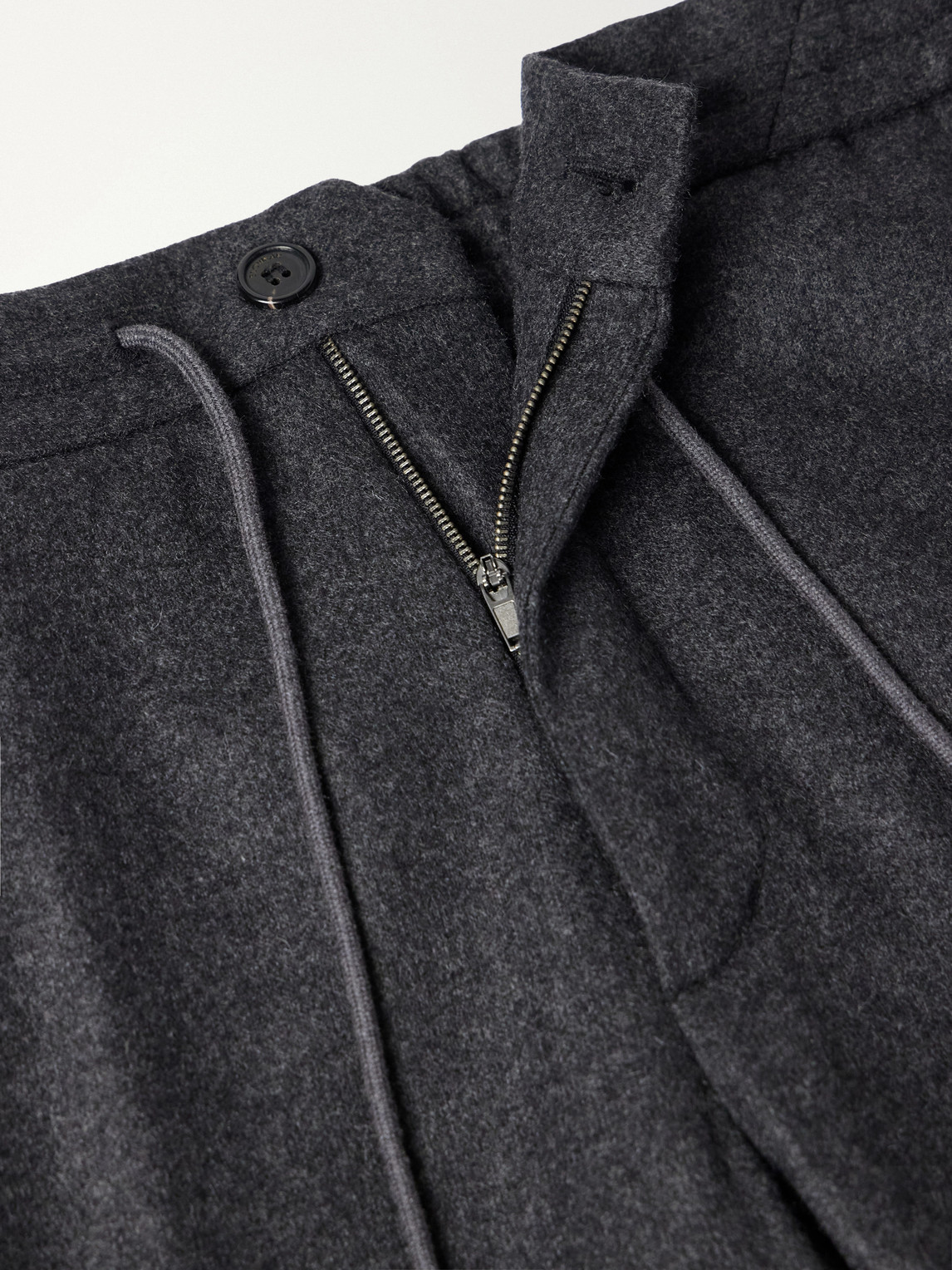Incotex Tapered Cashmere-Flannel Drawstring Trousers