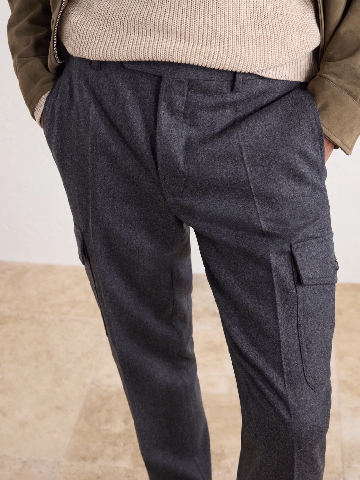 Incotex Straight-Leg Brushed Wool-Blend Trousers