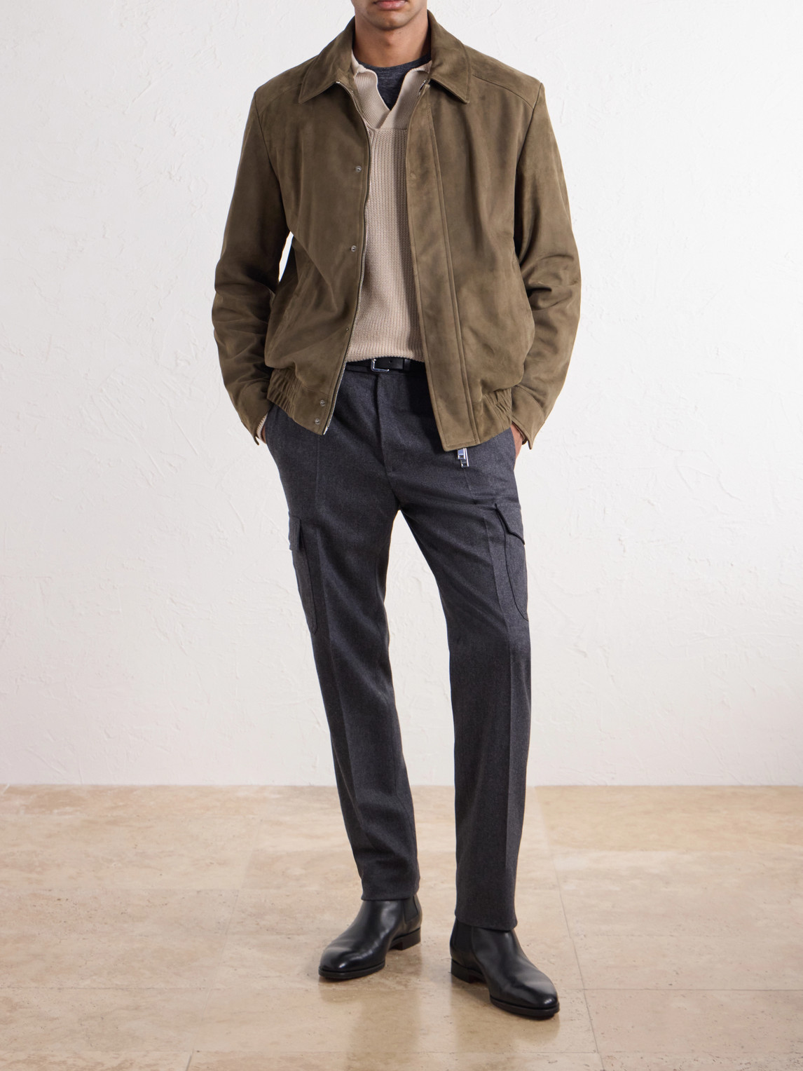 Incotex Straight-Leg Brushed Wool-Blend Trousers
