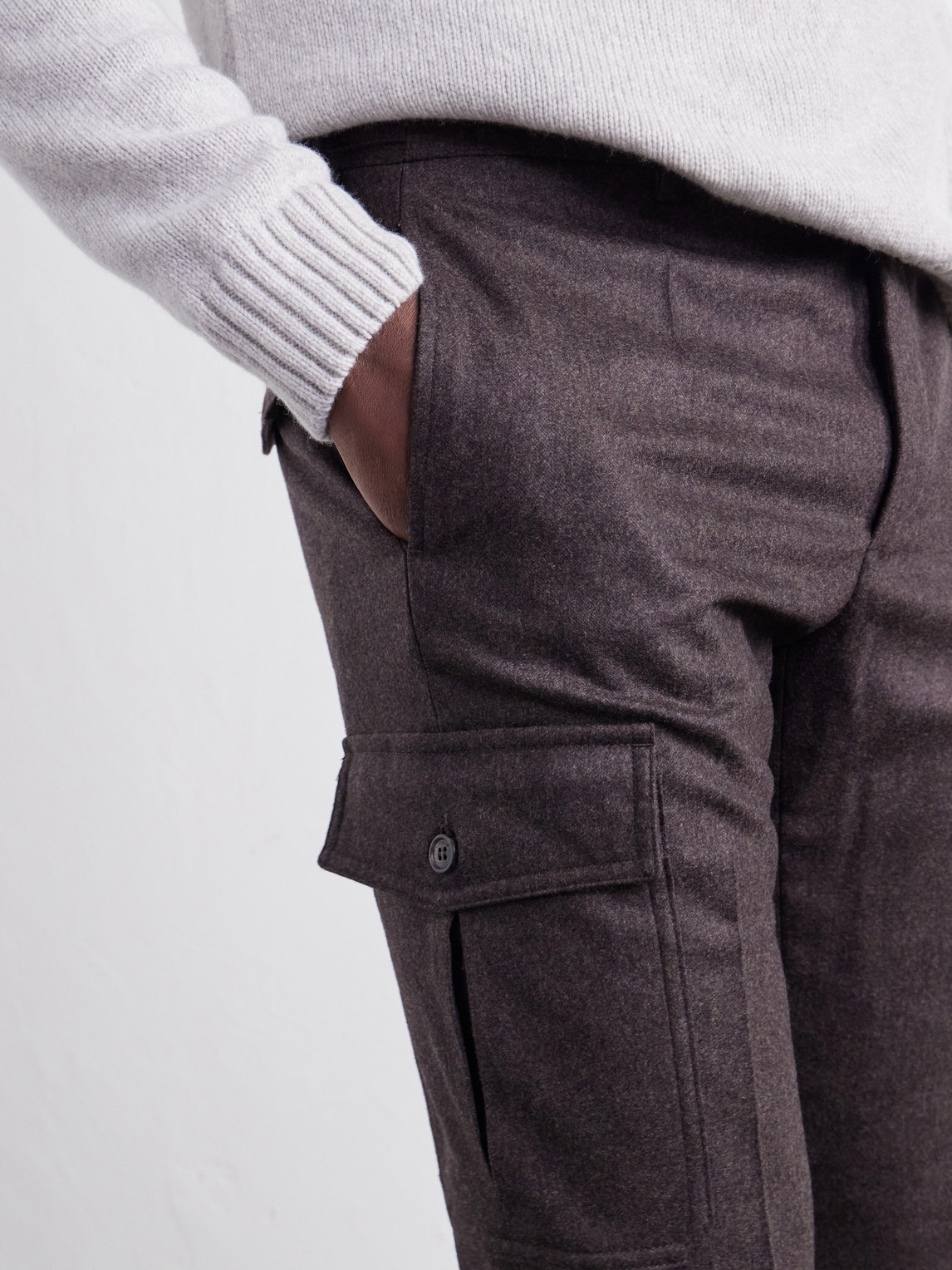 Incotex Straight-Leg Brushed Wool-Blend Trousers