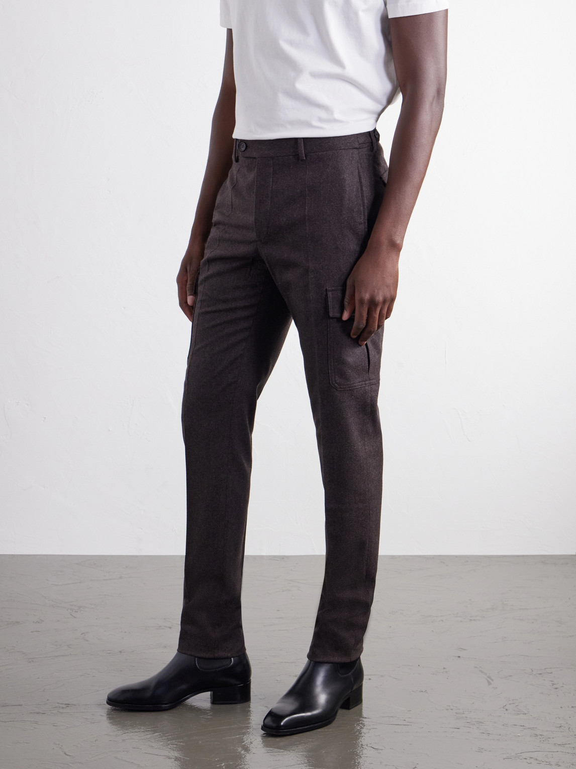 Incotex Straight-Leg Brushed Wool-Blend Trousers