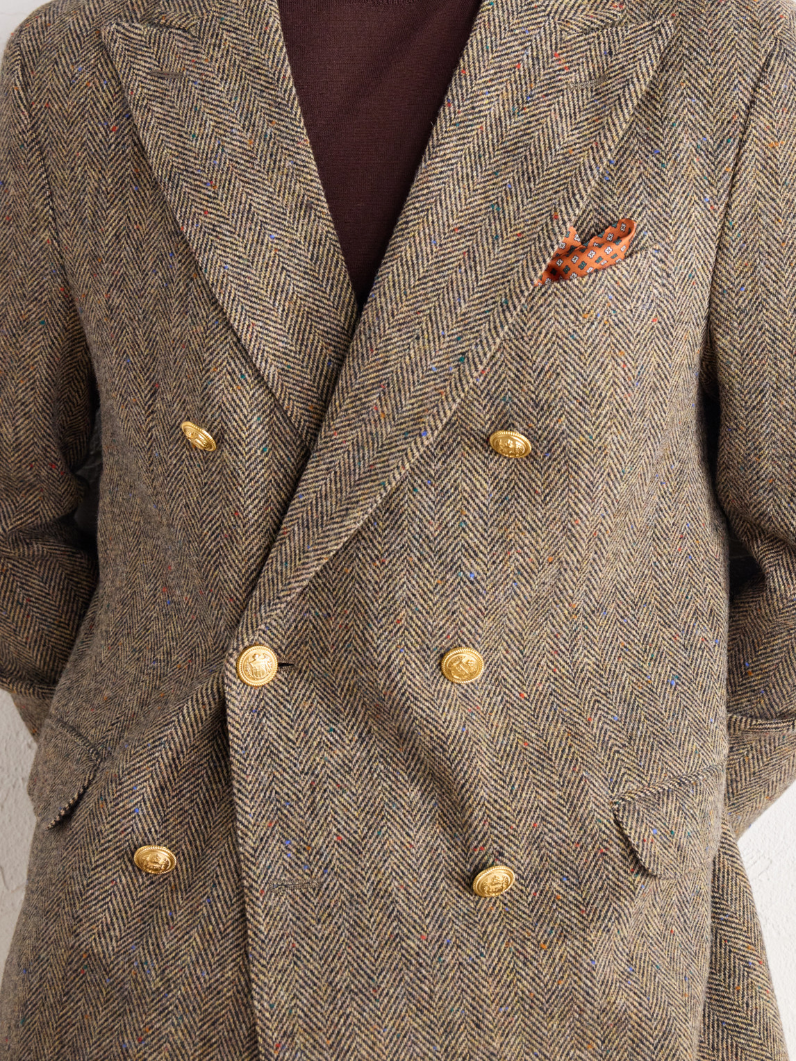 Incotex Double-Breasted Herringbone Shetland Wool-Twill Blazer