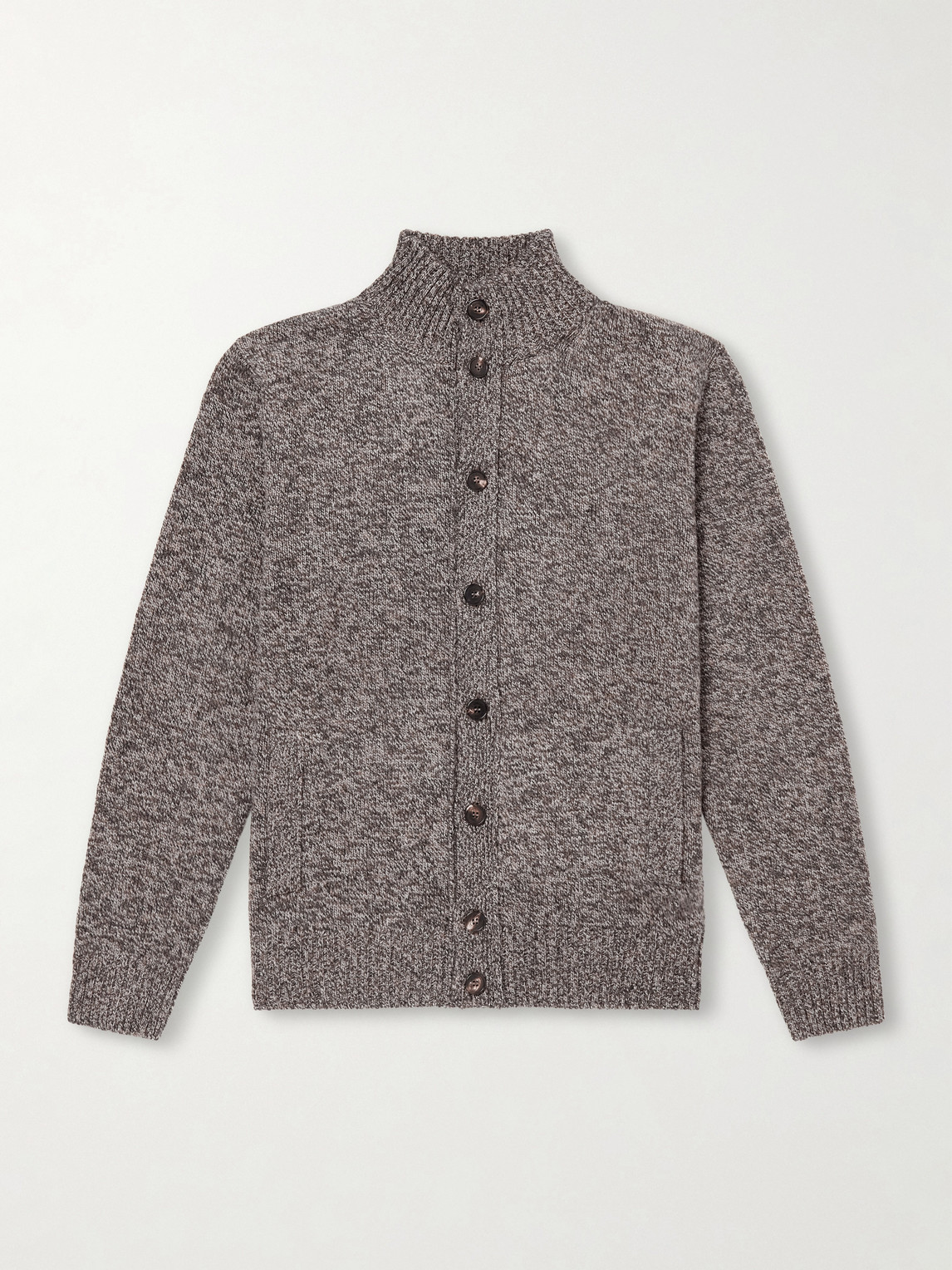 Slowear Turtleneck Virgin Wool Cardigan In Brown