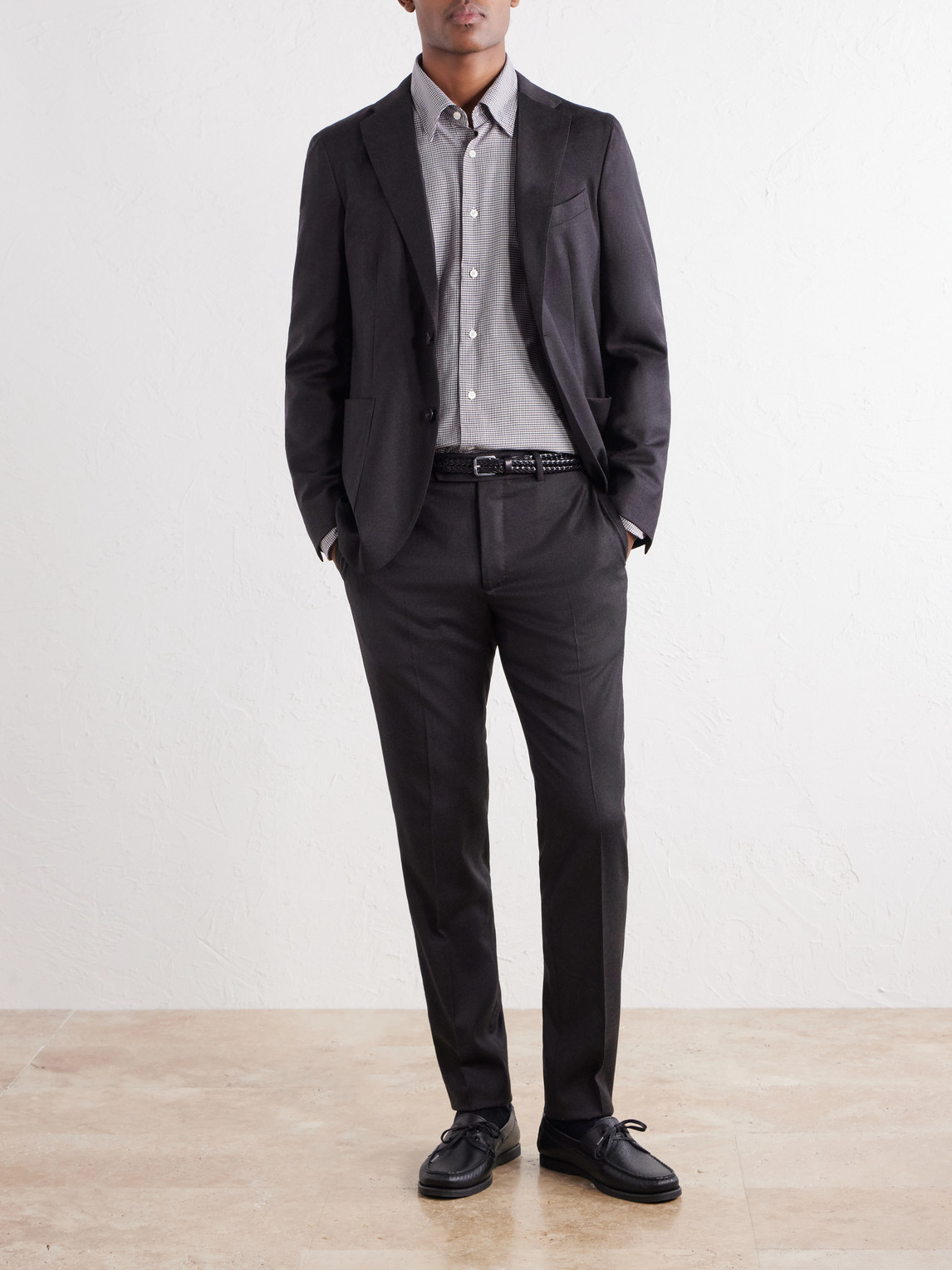 Incotex Tapered Wool-Blend Flannel Trousers