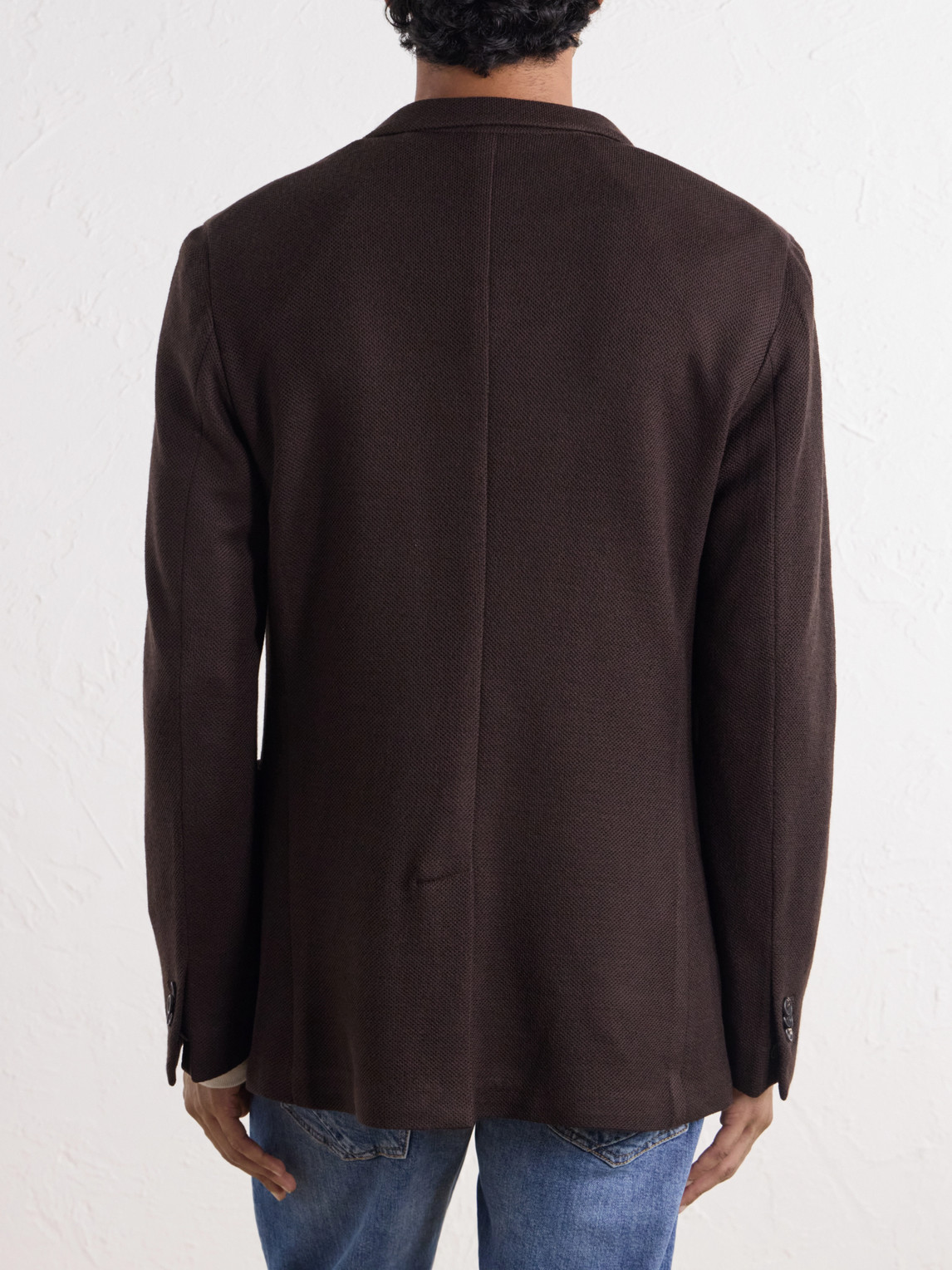 Incotex Wool-Blend Woven Waffle Jersey Blazer