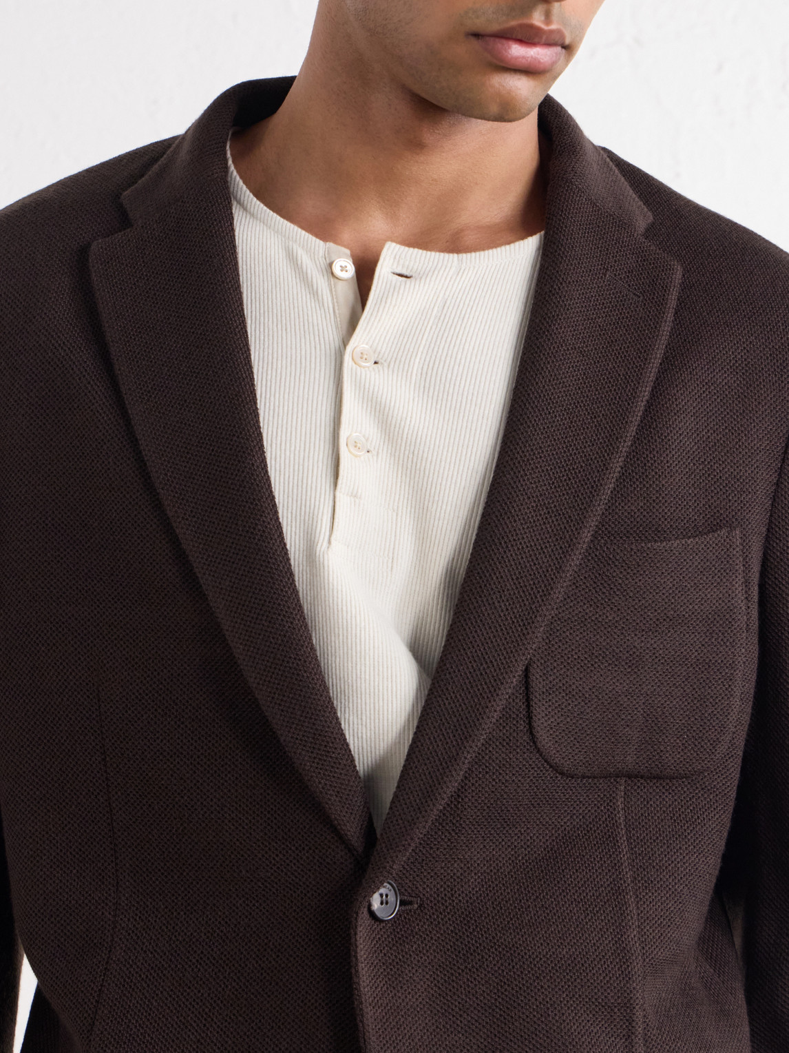 Incotex Wool-Blend Woven Waffle Jersey Blazer