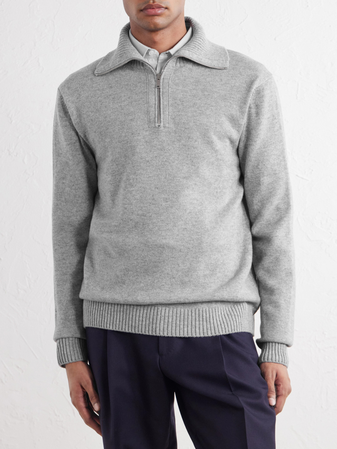 Zanone Slim-Fit Cashmere Half Zip-Up Sweater