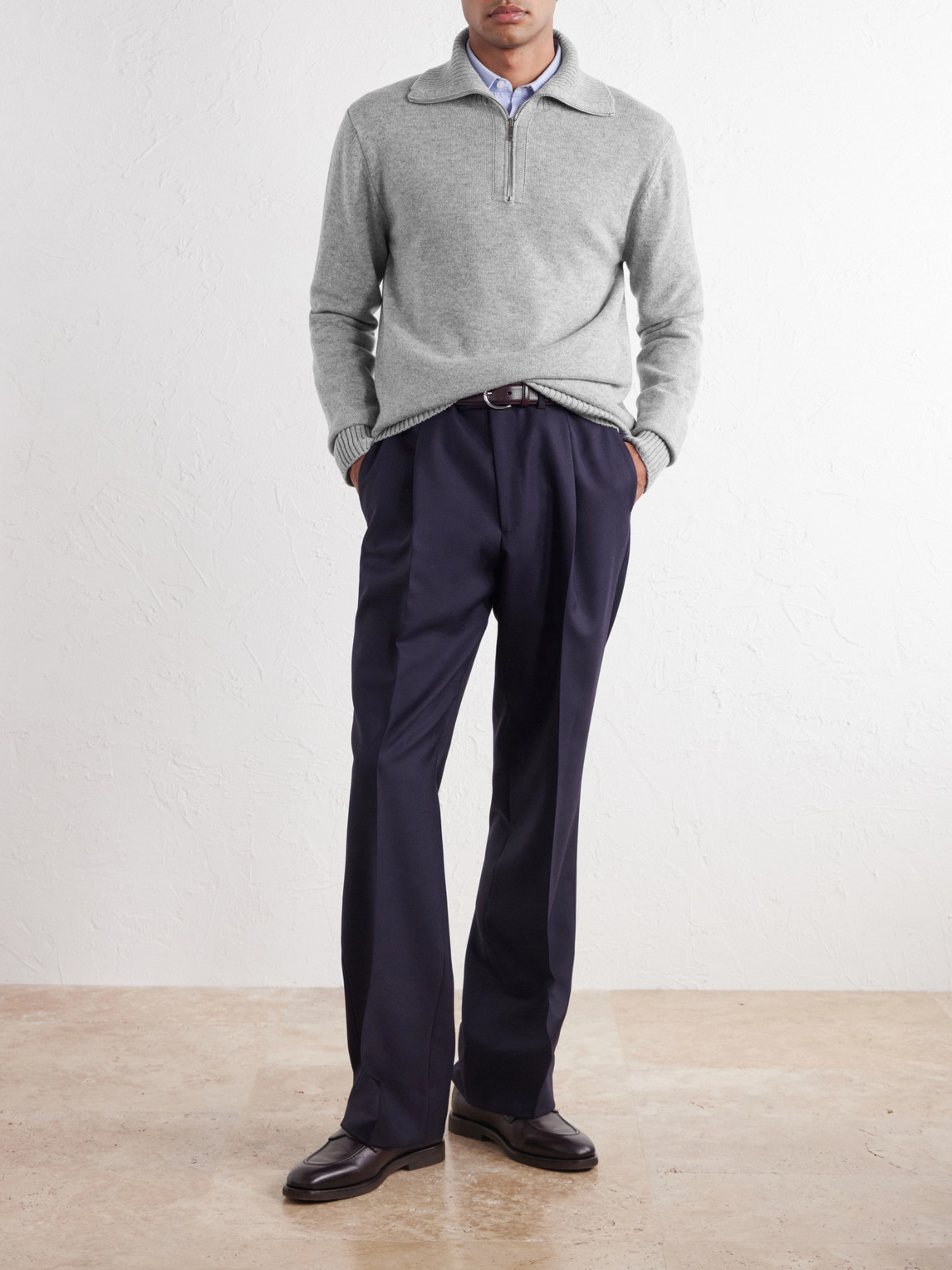 Zanone Slim-Fit Cashmere Half Zip-Up Sweater
