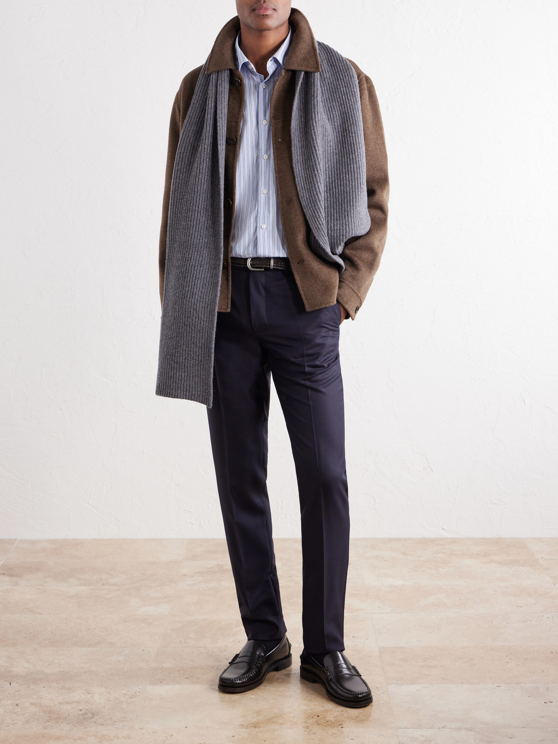 Incotex Straight-Leg Wool-Canvas Trousers