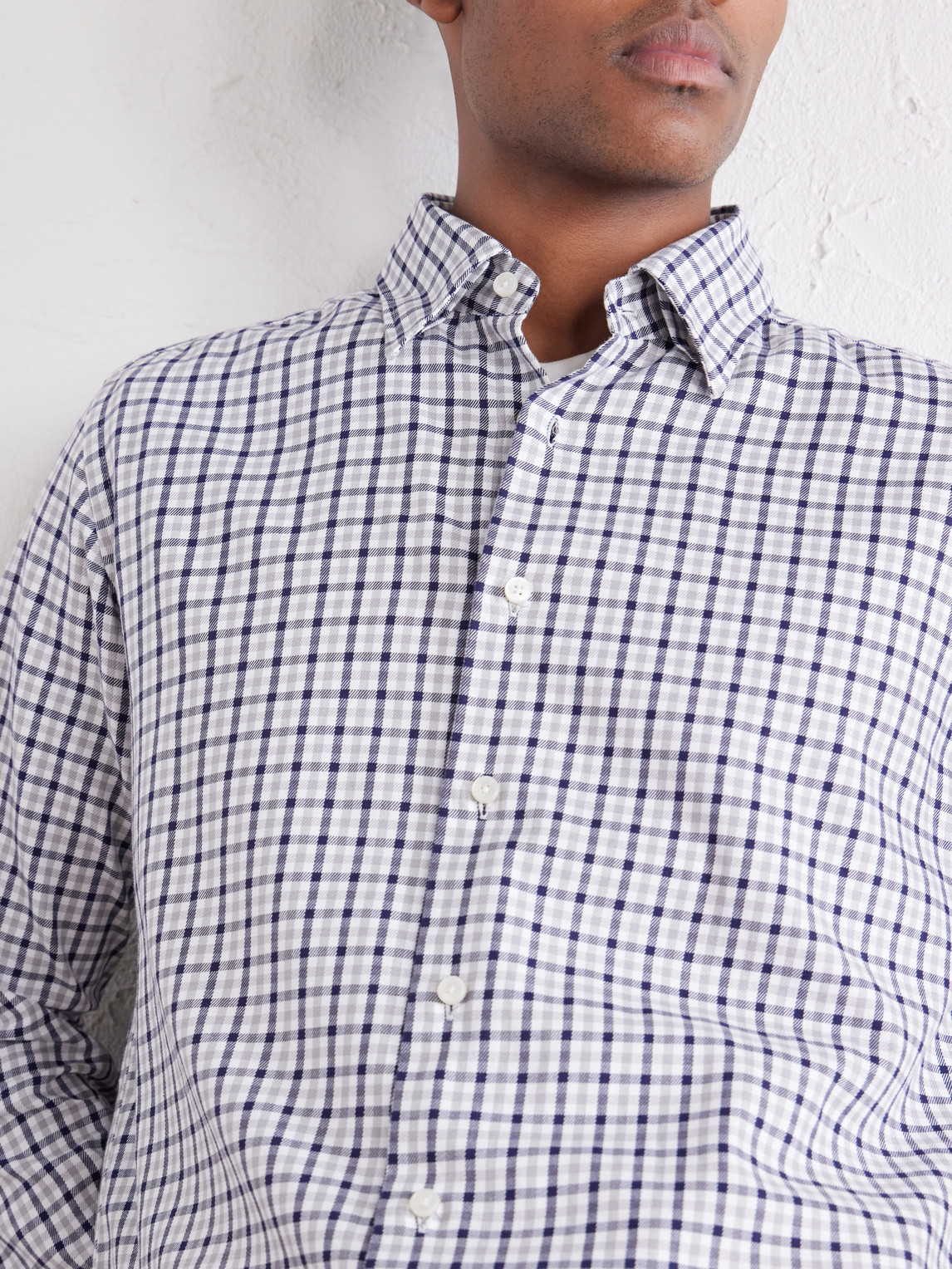 Glanshirt Button-Down Collar Checked Cotton Shirt