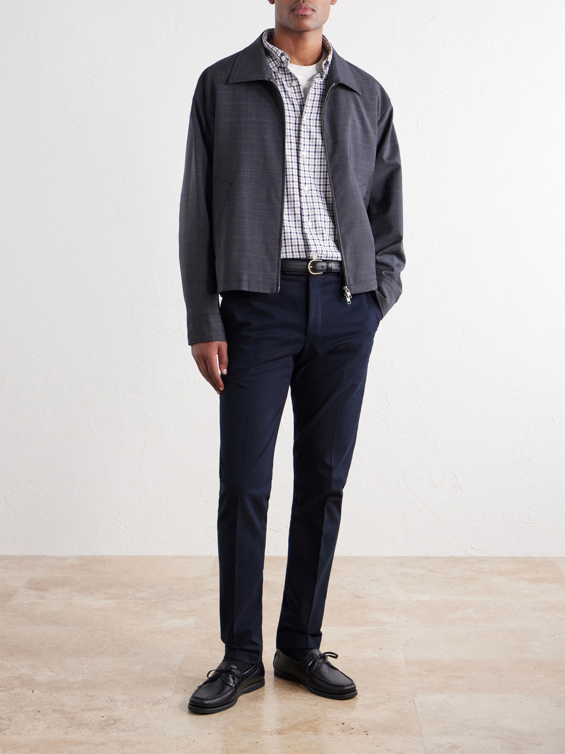 Glanshirt Button-Down Collar Checked Cotton Shirt