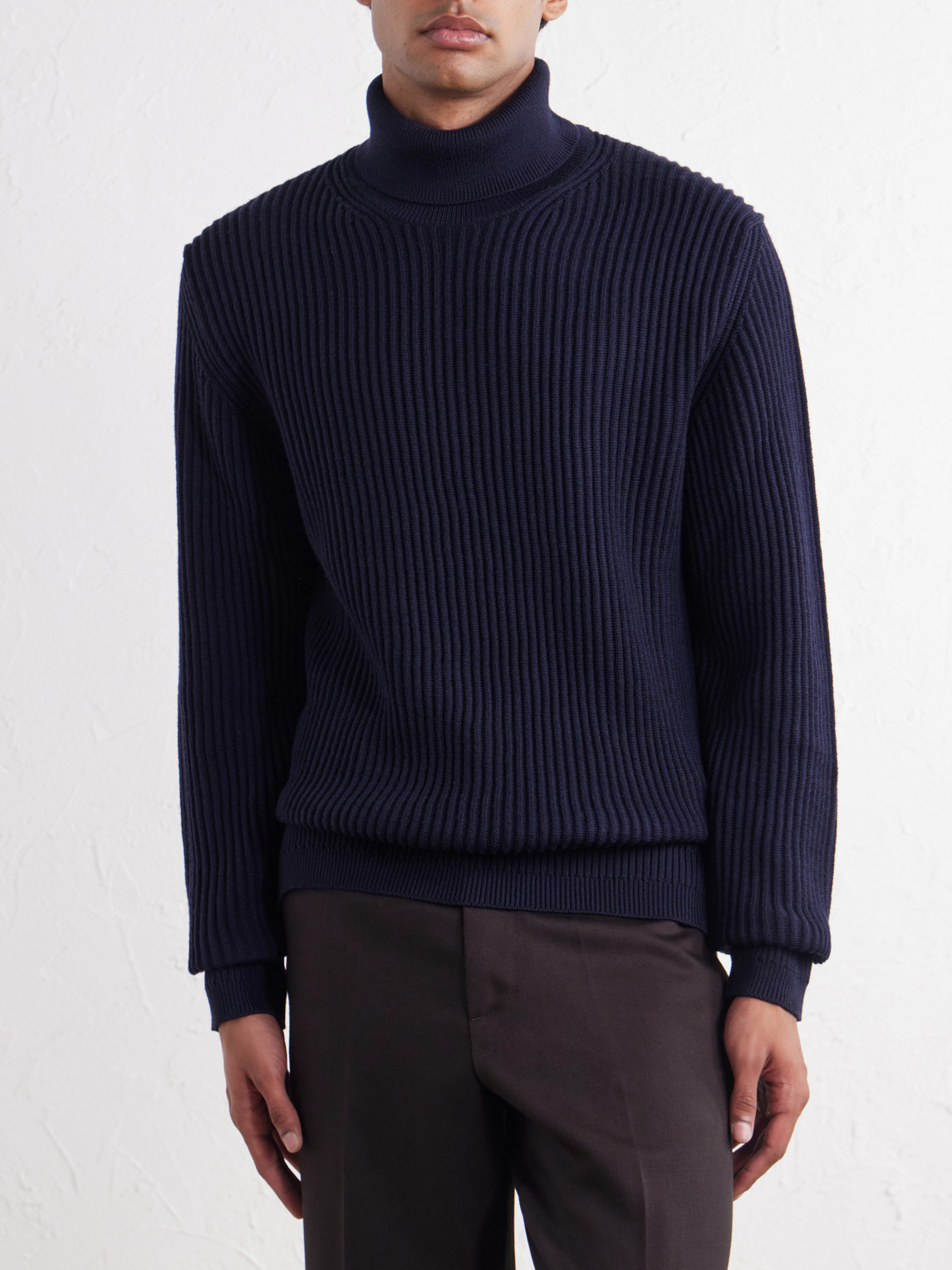 Zanone Slim-Fit Ribbed Virgin Wool Rollneck Sweater