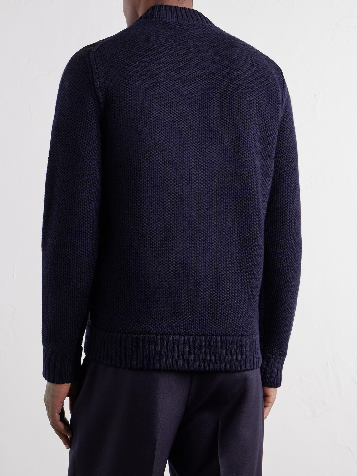 Zanone Slim-Fit Suede And Honeycomb-Knit Virgin Wool Bomber Jacket