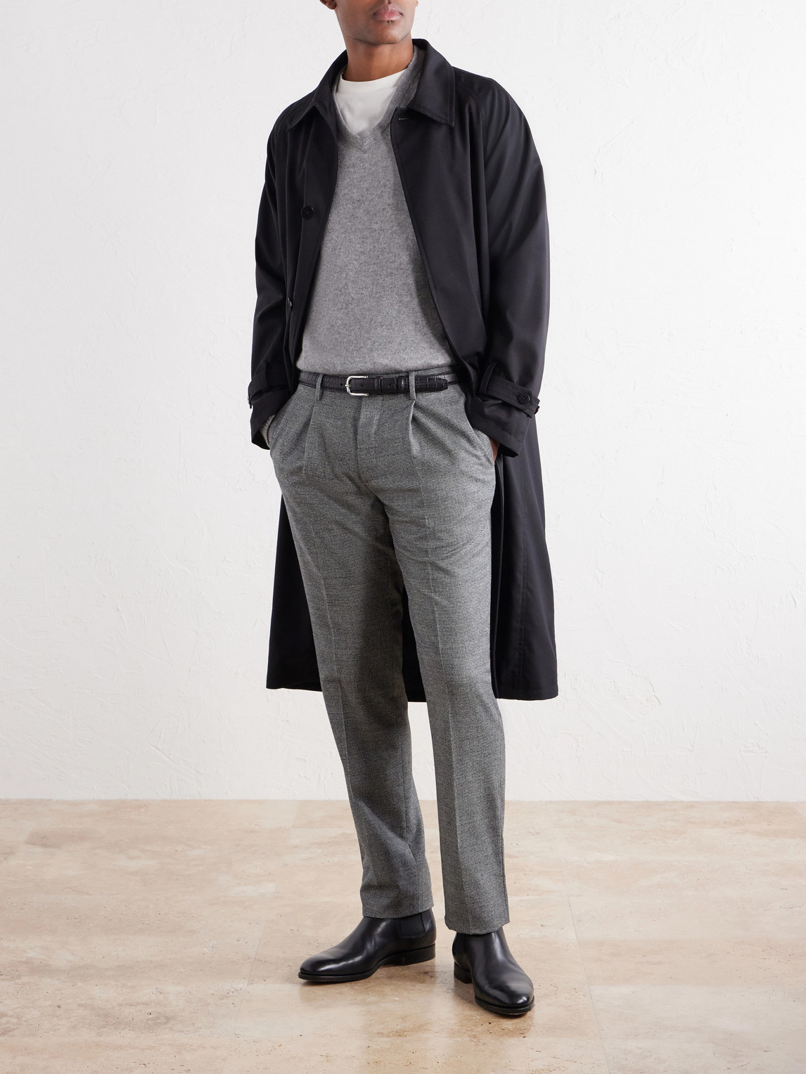 Incotex Straight-Leg Houndstooth Wool-Blend Trousers