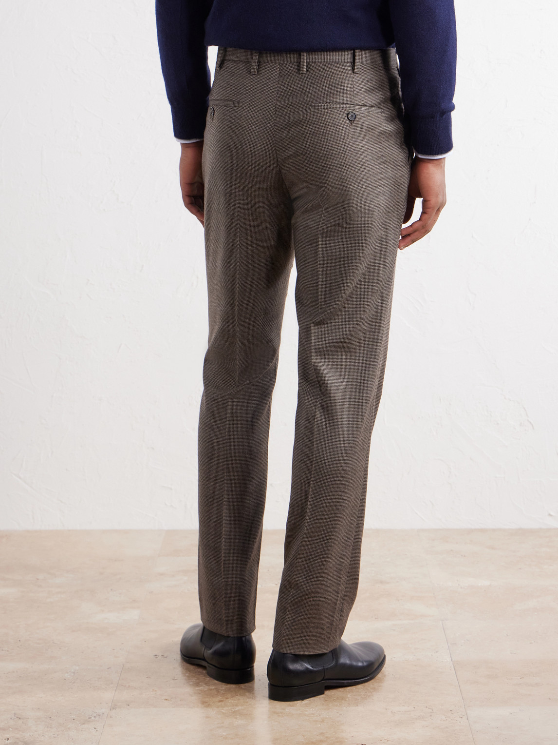 Incotex Straight-Leg Houndstooth Wool-Blend Trousers