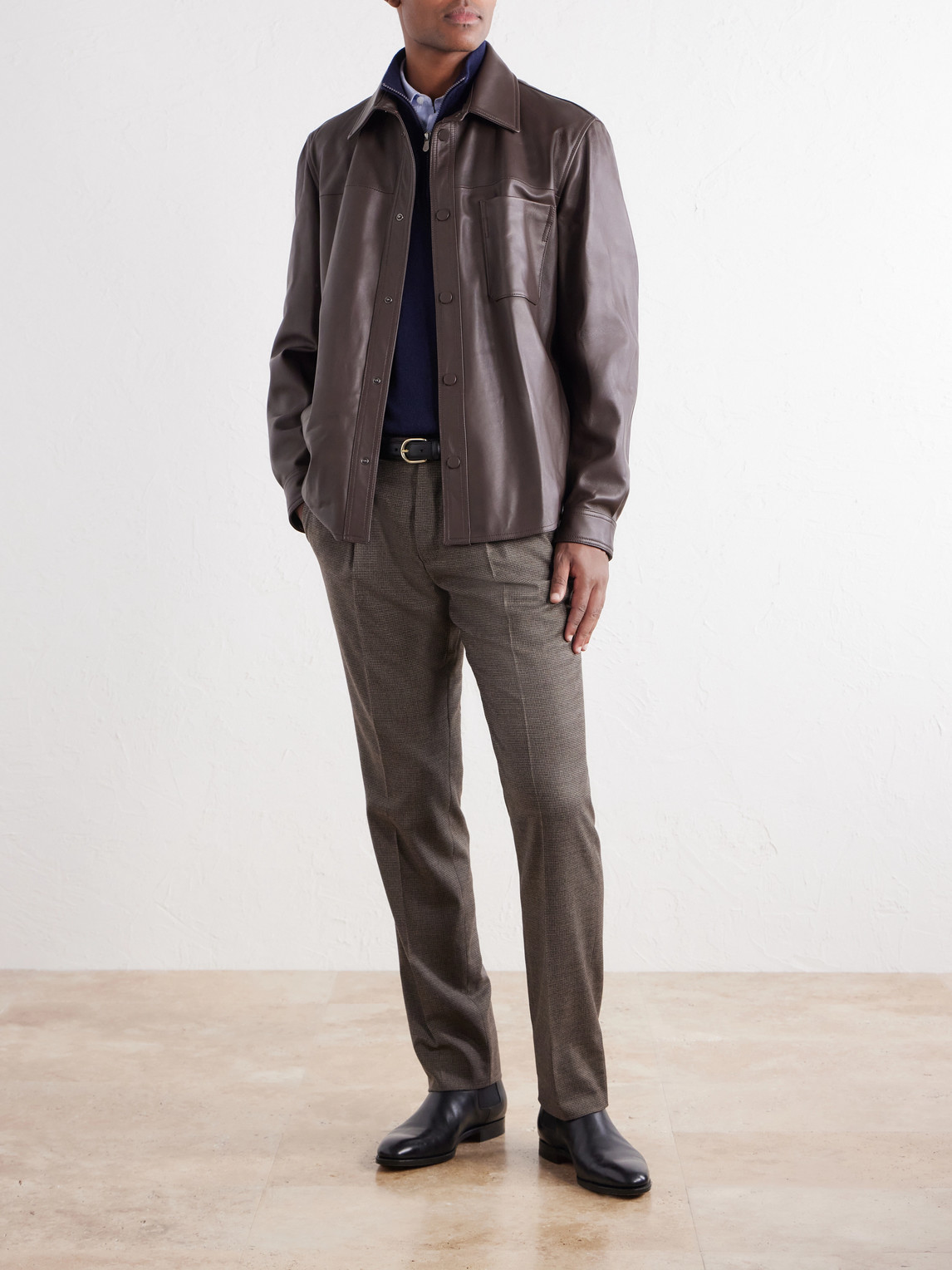 Incotex Straight-Leg Houndstooth Wool-Blend Trousers